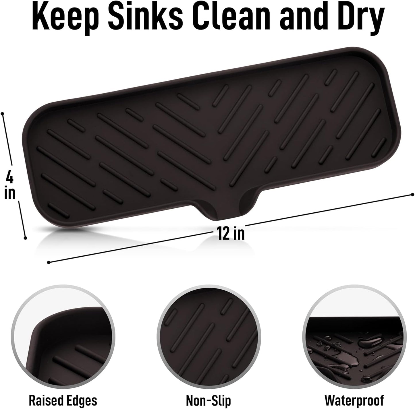 Zulay Large Silicone Sponge Holder (12x4) – Flexible Sink Organizer Tray for Kitchen & Bathroom