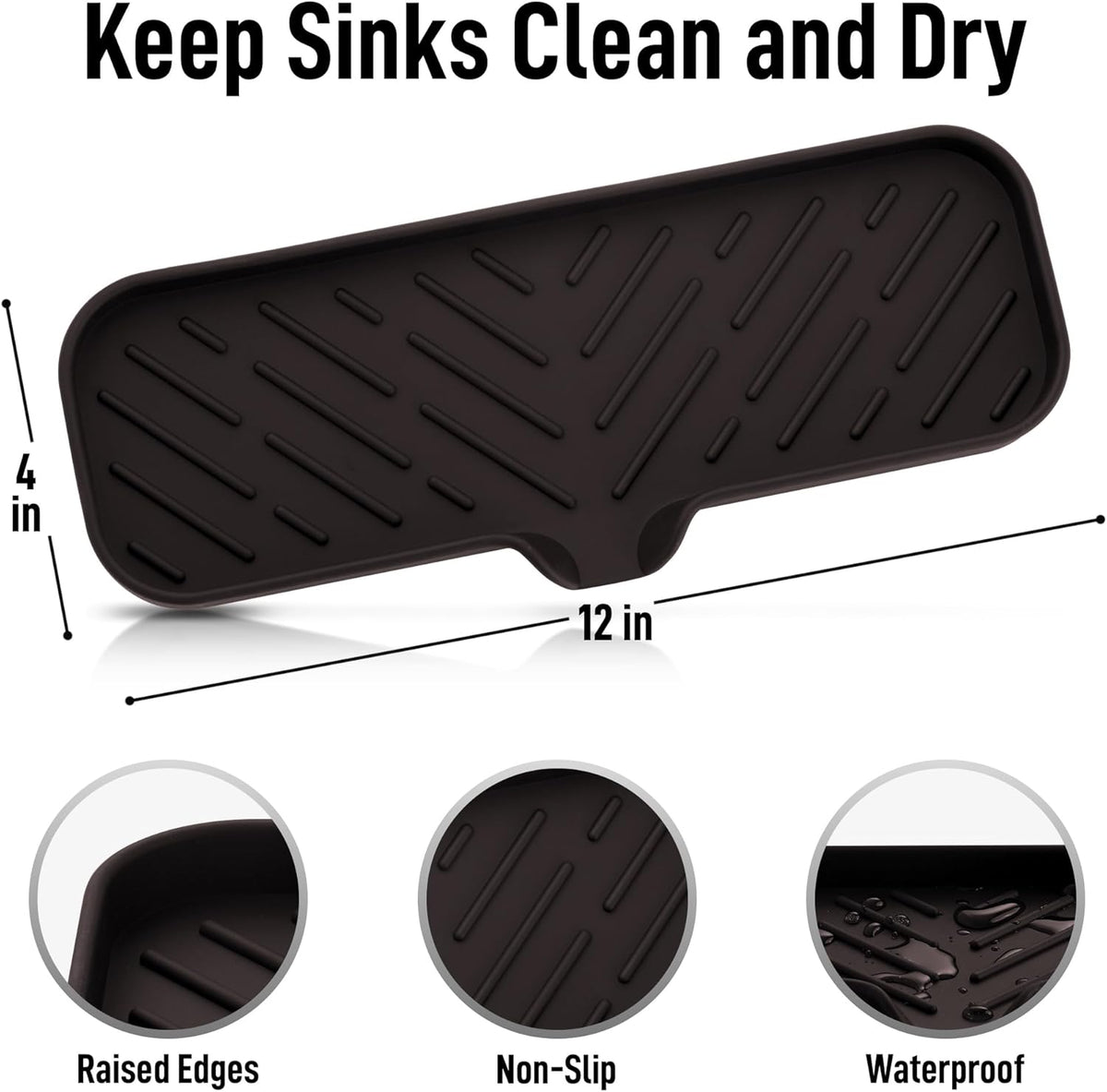 Zulay Large Silicone Sponge Holder (12x4) – Flexible Sink Organizer Tray for Kitchen & Bathroom