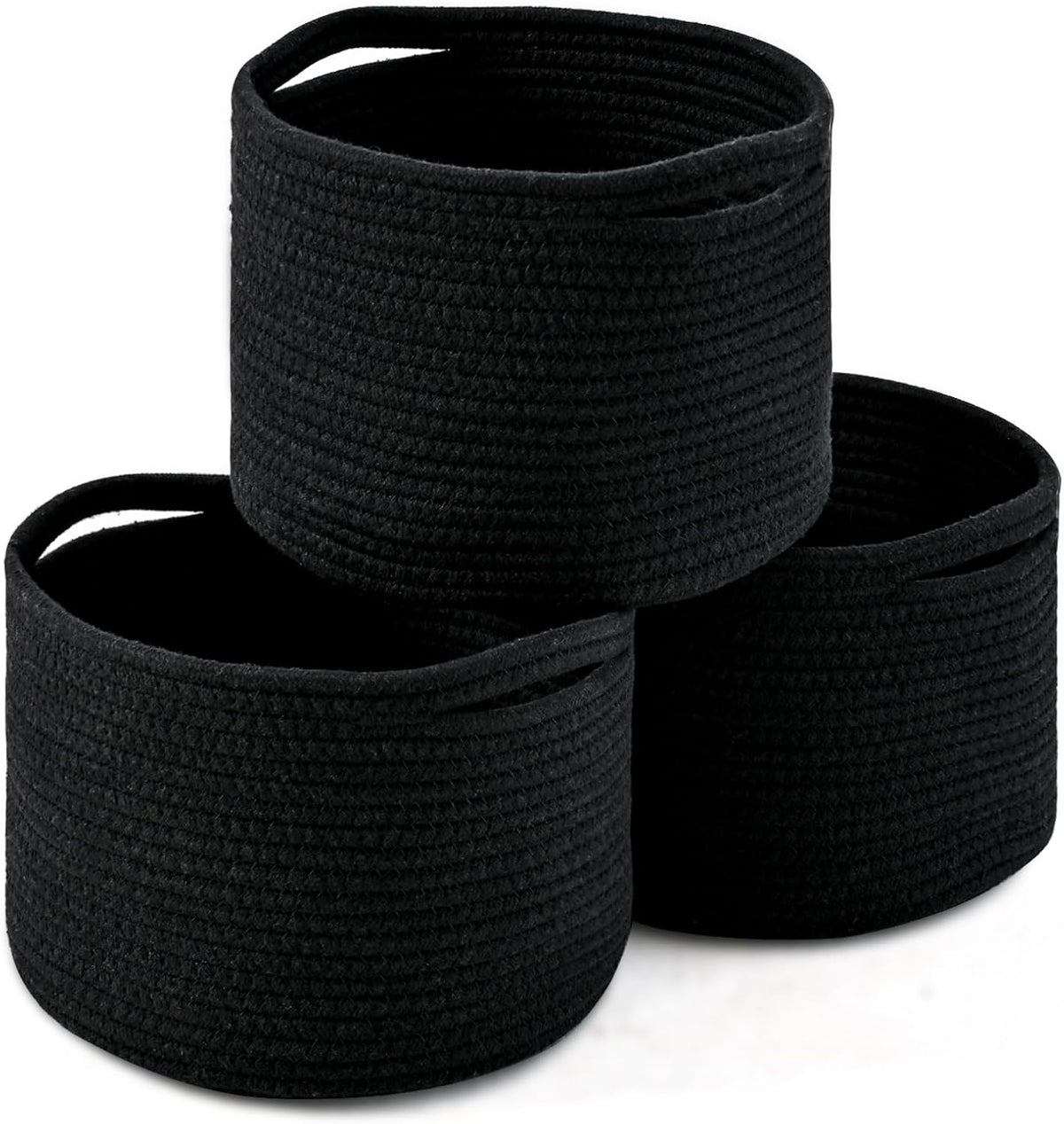 Small Black Baskets for Organizing, Storage Baskets for Shelves, Small Woven Basket for Storage