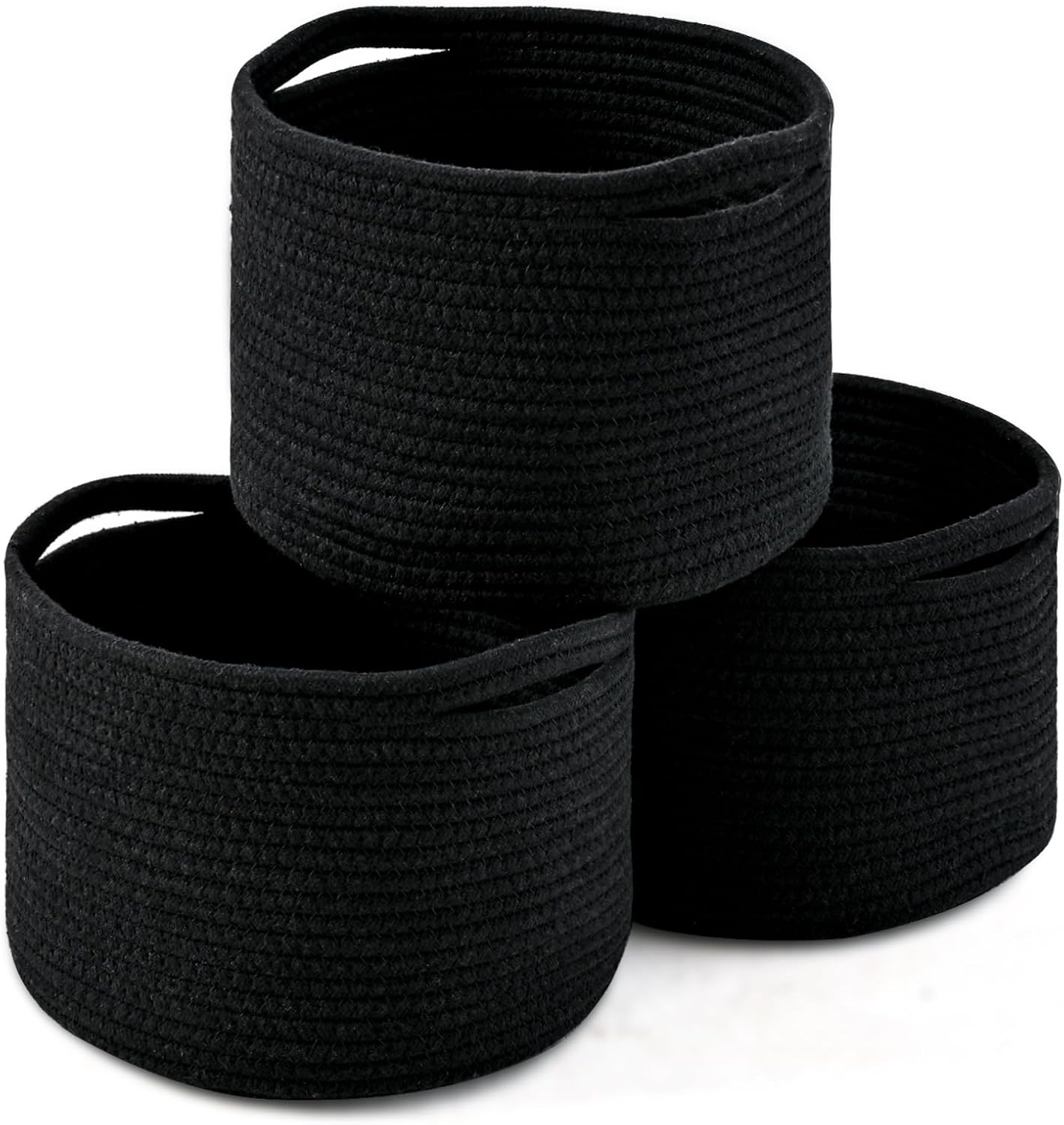 Small Black Baskets for Organizing, Storage Baskets for Shelves, Small Woven Basket for Storage