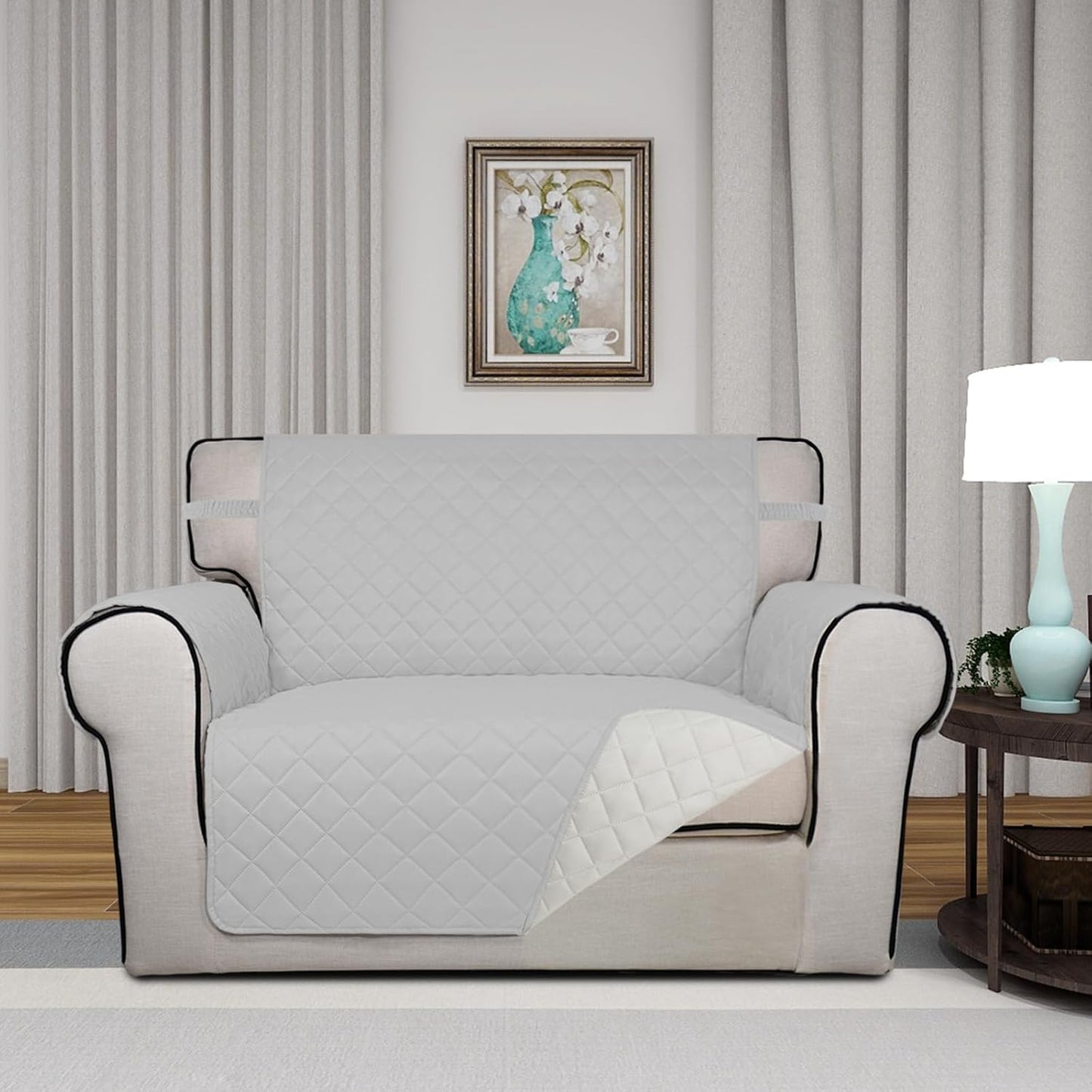 PureFit Reversible Quilted Sofa Cover, Water Resistant Slipcover Furniture Protector, Washable