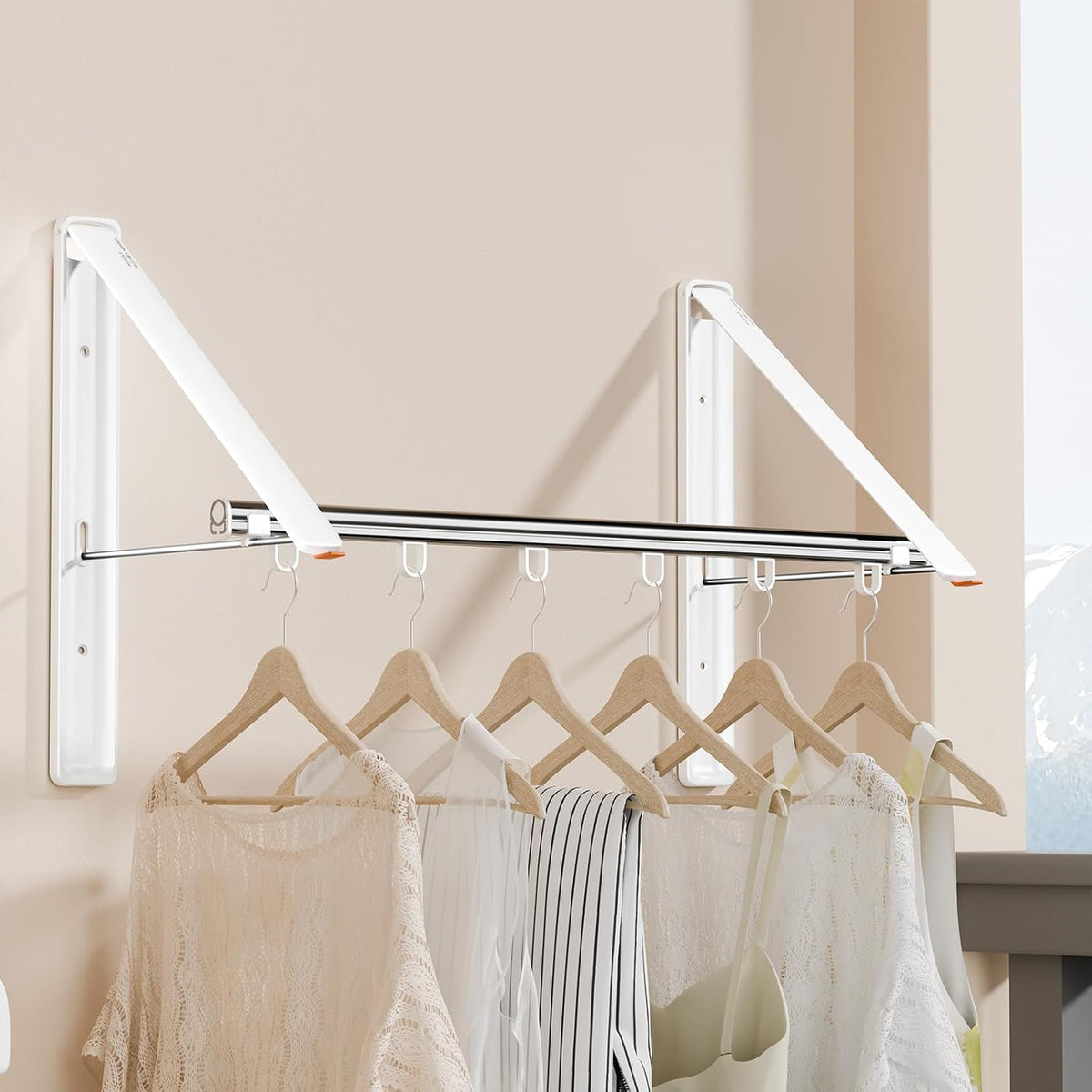 Clothes Drying Rack Retractable, Wall Mounted Clothes Hanger Rack for Laundry Room, Laundry Drying