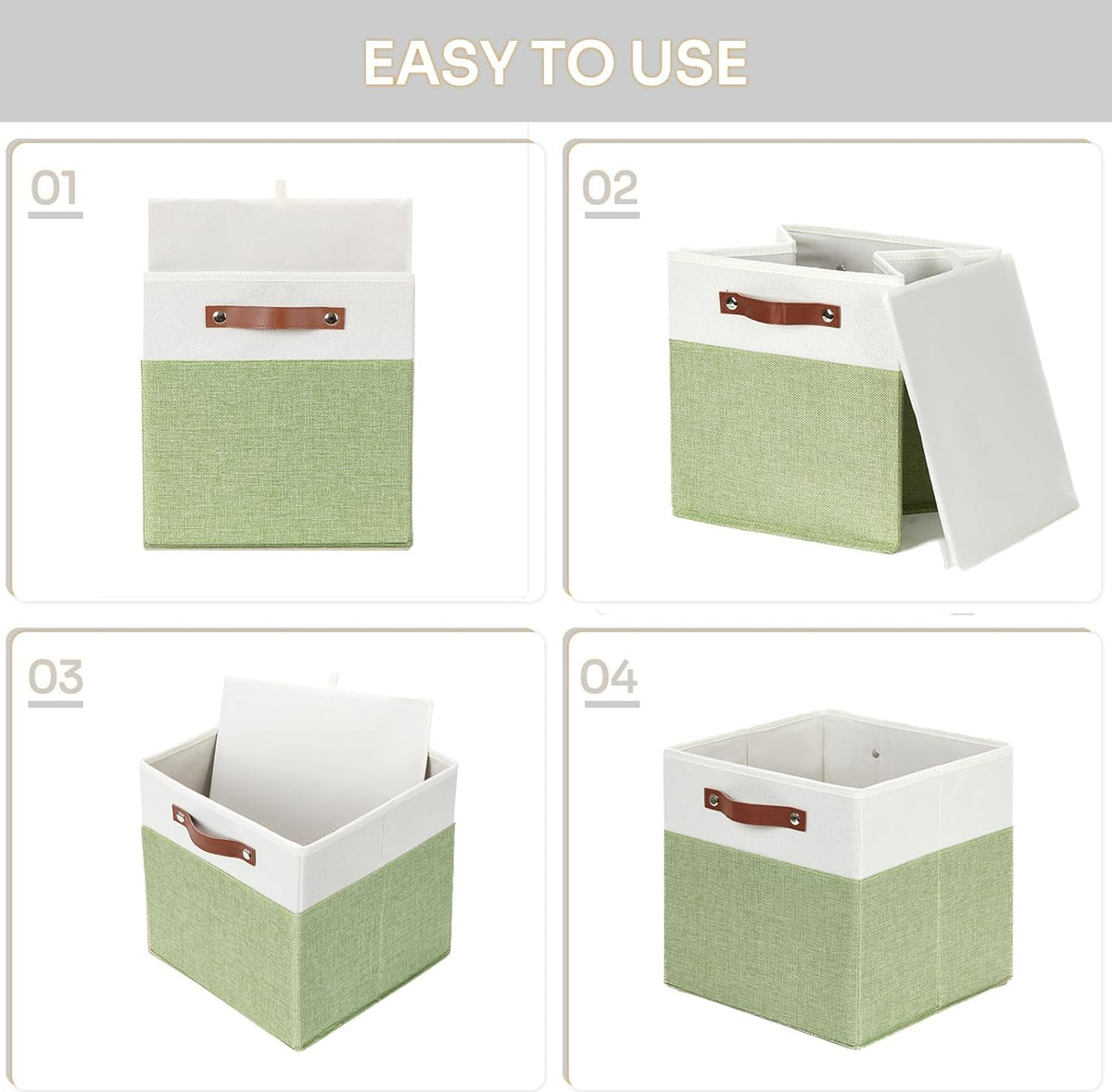 HNZIGE Fabric Storage Cubes for Shelves Set of 4 ,Storage Cubes Baskets 12 x12, Decorative Storage