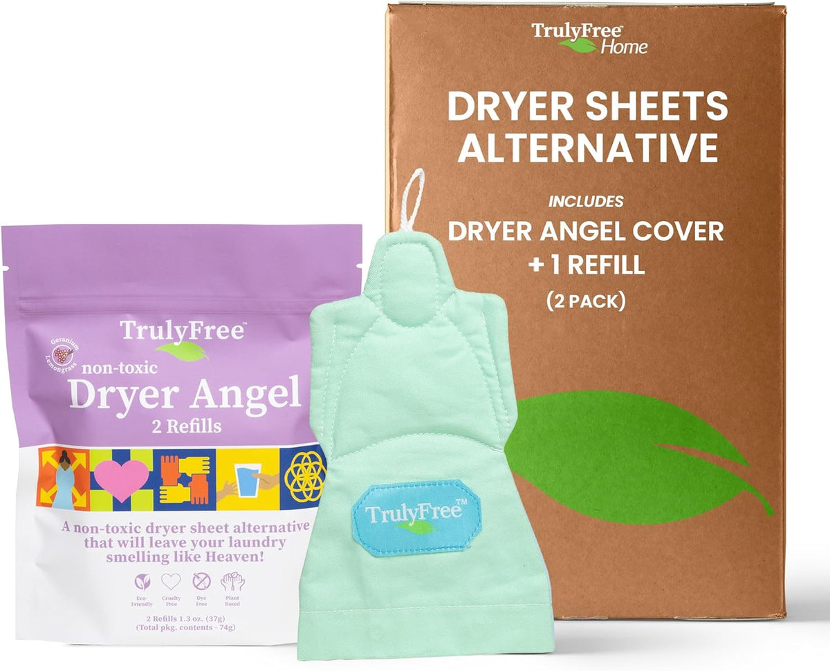 Truly Free Dryer Angel - Natural Dryer Sheet Alternative, Non-Toxic Reusable Fabric Softener Sheets