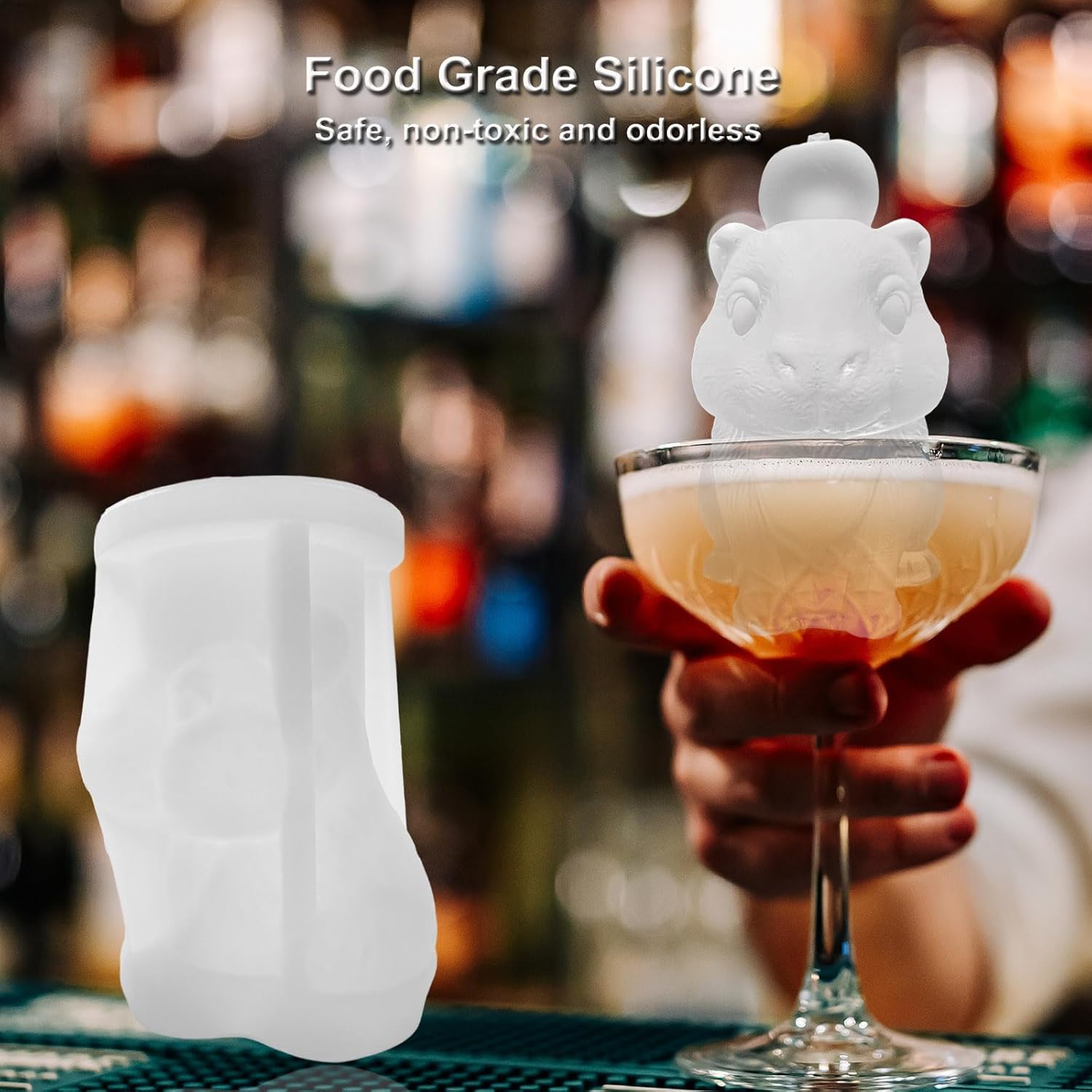 3D Capybara Ice Cube Silicone Molds Tray for Whiskey, Cocktail, Drink Decor, Bar; Rich Details.