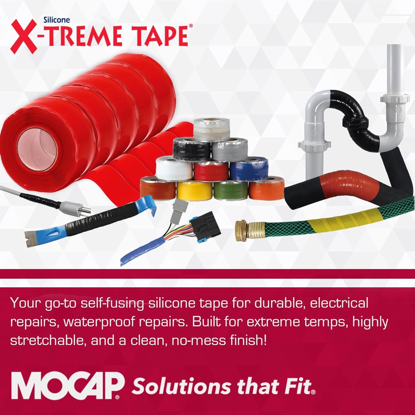 X-Treme Tape MOCAP Heavy Duty Electrical Tape, Self-Fusing Silicone Rubber, Waterproof & Insulating