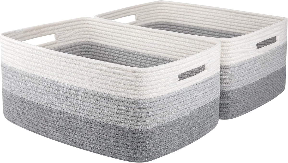 Large Storage Basket for Organizing, Woven Rope Basket for Shelves, Closet Organizer Bins for