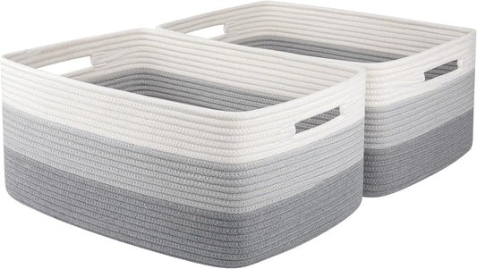 Large Storage Basket for Organizing, Woven Rope Basket for Shelves, Closet Organizer Bins for