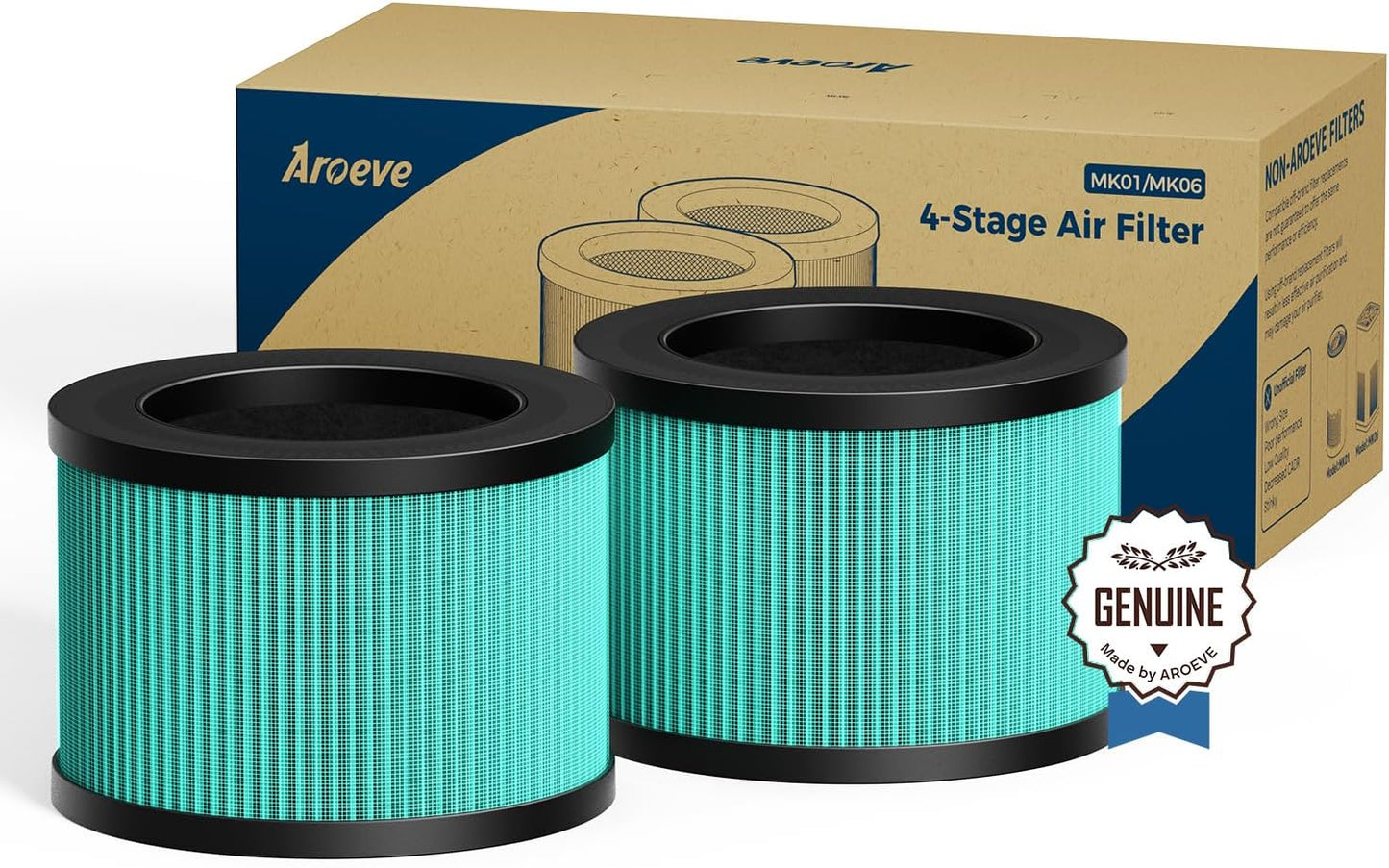 AROEVE MK01 & MK06 Air Filter Replacement 4-in-1 Air Filter for Pollen Pet Dander Hair- Pet Dander