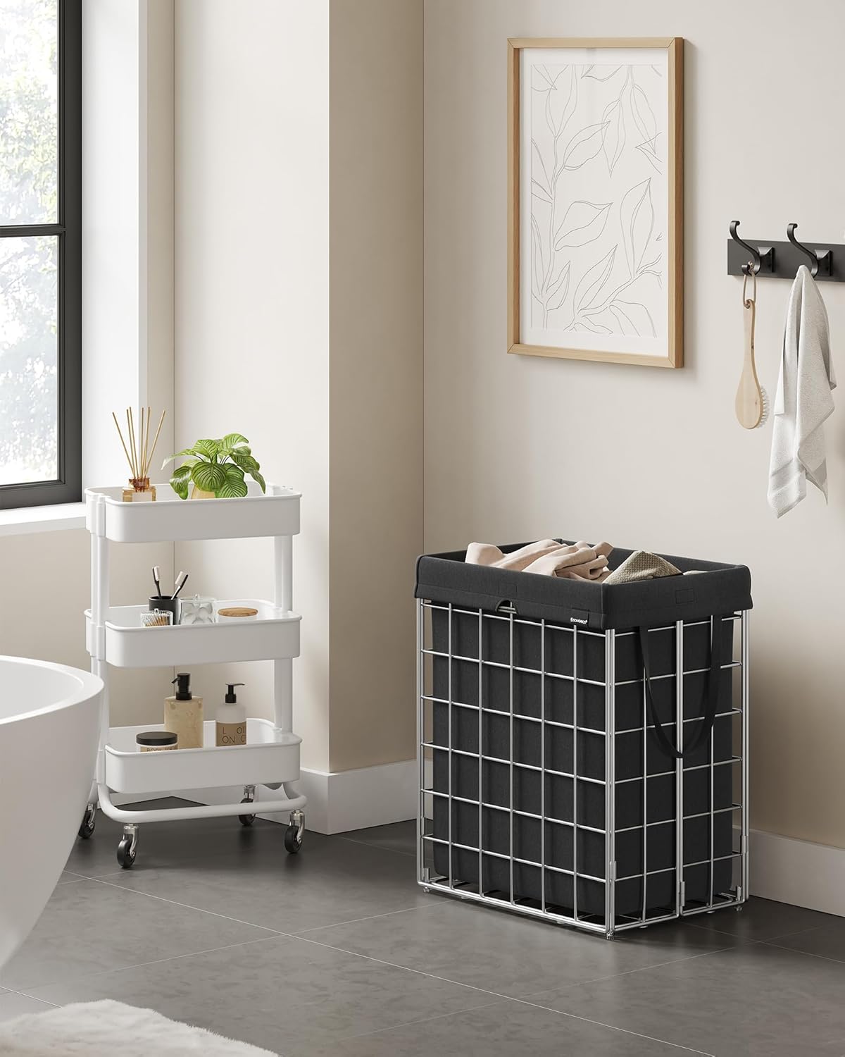 SONGMICS Laundry Hamper, 23.8 Gal. (90L) Laundry Basket, Collapsible Clothes Hamper, Removable and