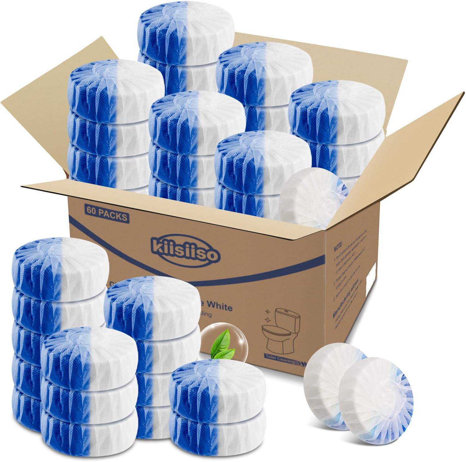KIISIISO Ultra Clean Toilet Tablets White & Blue-60 PACK, Toilet Bowl Cleaners for Deodorizing &