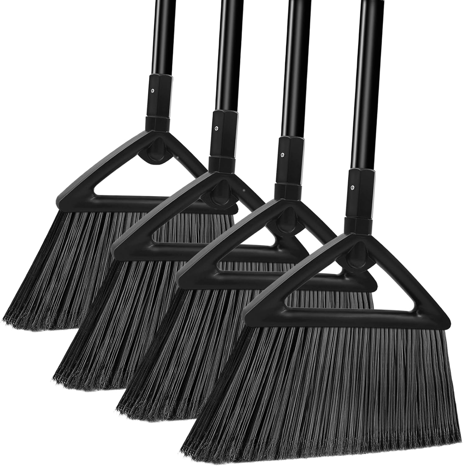 Heavy Duty Broom Outdoor Indoor, Upgraded Commercial Angle Brooms, Black Broom for Sweeping House