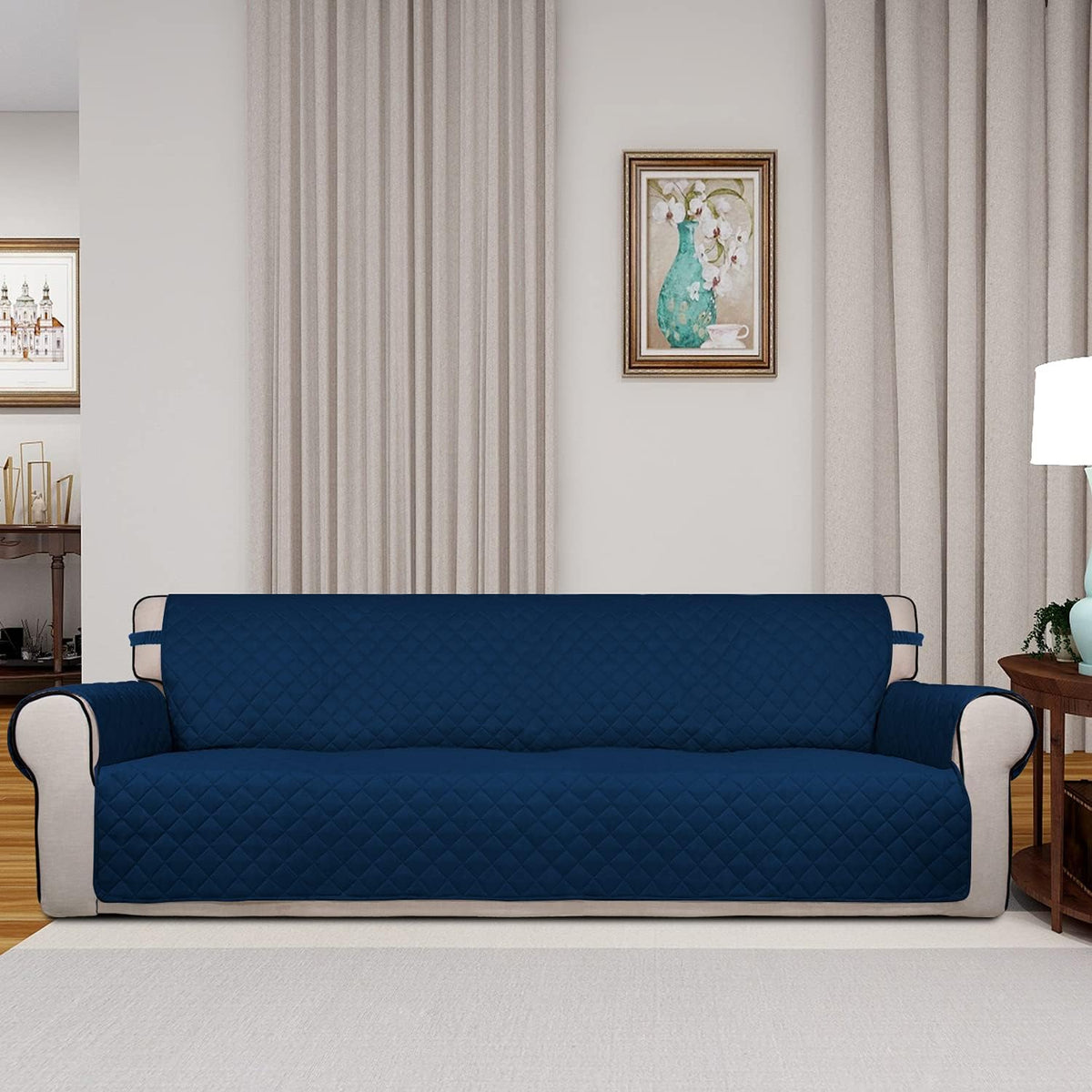 PureFit Reversible Quilted Sofa Cover, Water Resistant Slipcover Furniture Protector, Washable