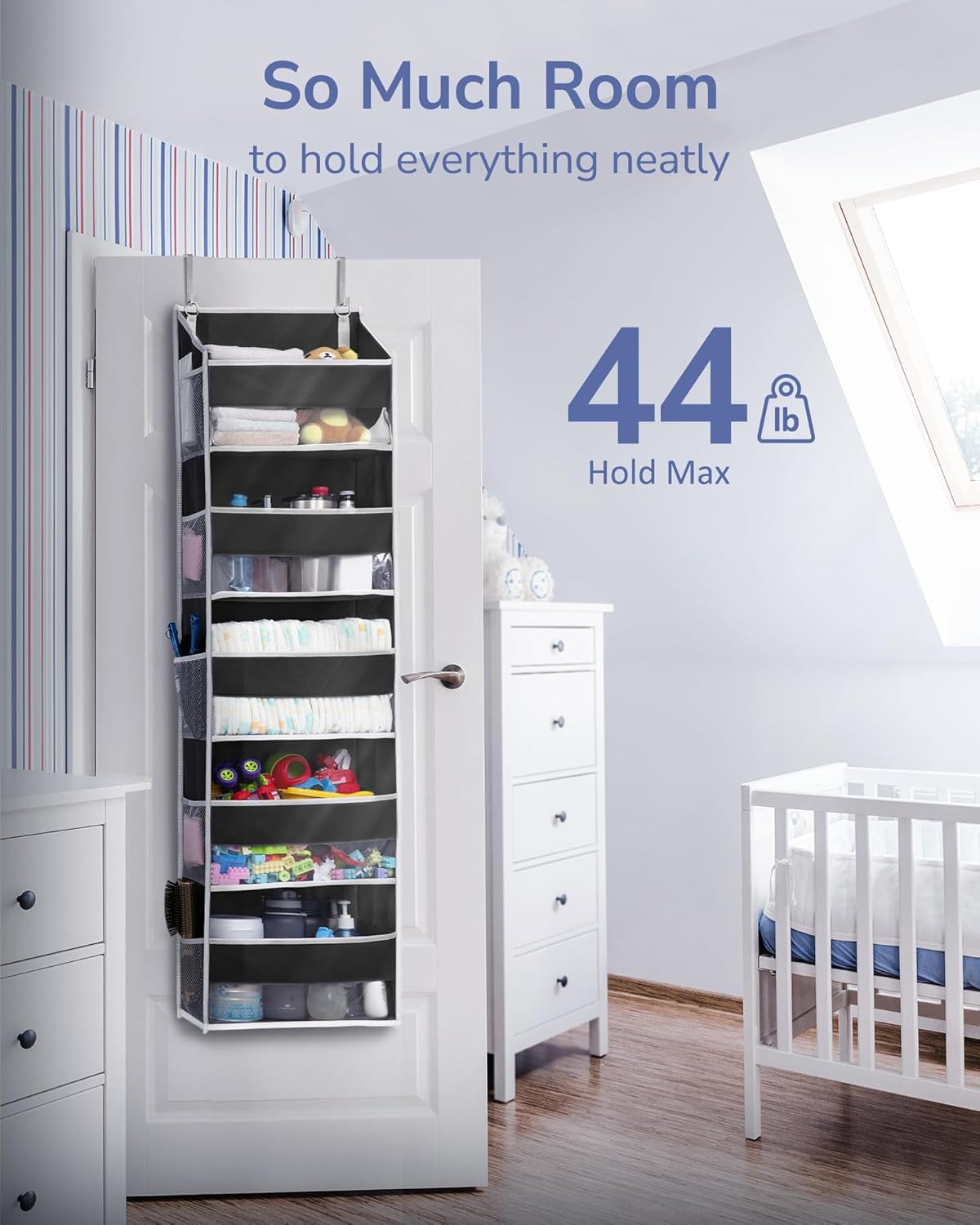 ULG 1 Pack Over The Door Organizer – 5 Shelf Door Organizer Hanging & 10 Side Pockets, Reinforced