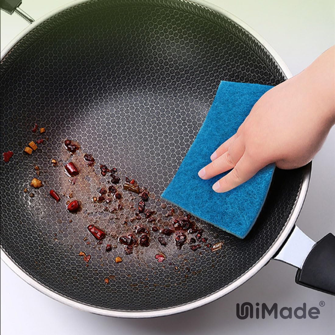 Non-Scratch Scouring Pads, 24Pcs Household Scour Pads for Kitchen, Garage and Outdoors, Reusable