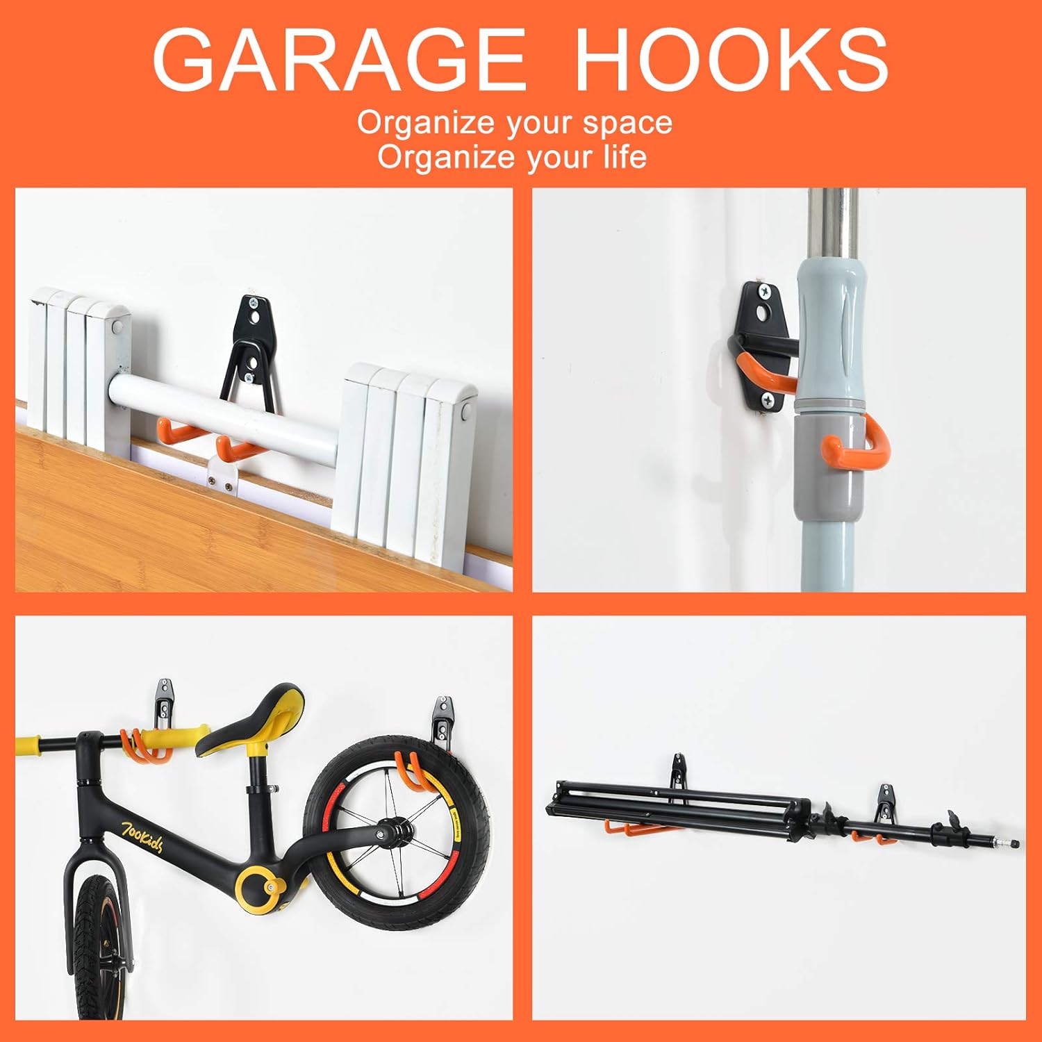 AOBEN Garage Hooks Heavy Duty, Steel Garage Storage Hooks, Utility Tool Hangers and Combinable Wall