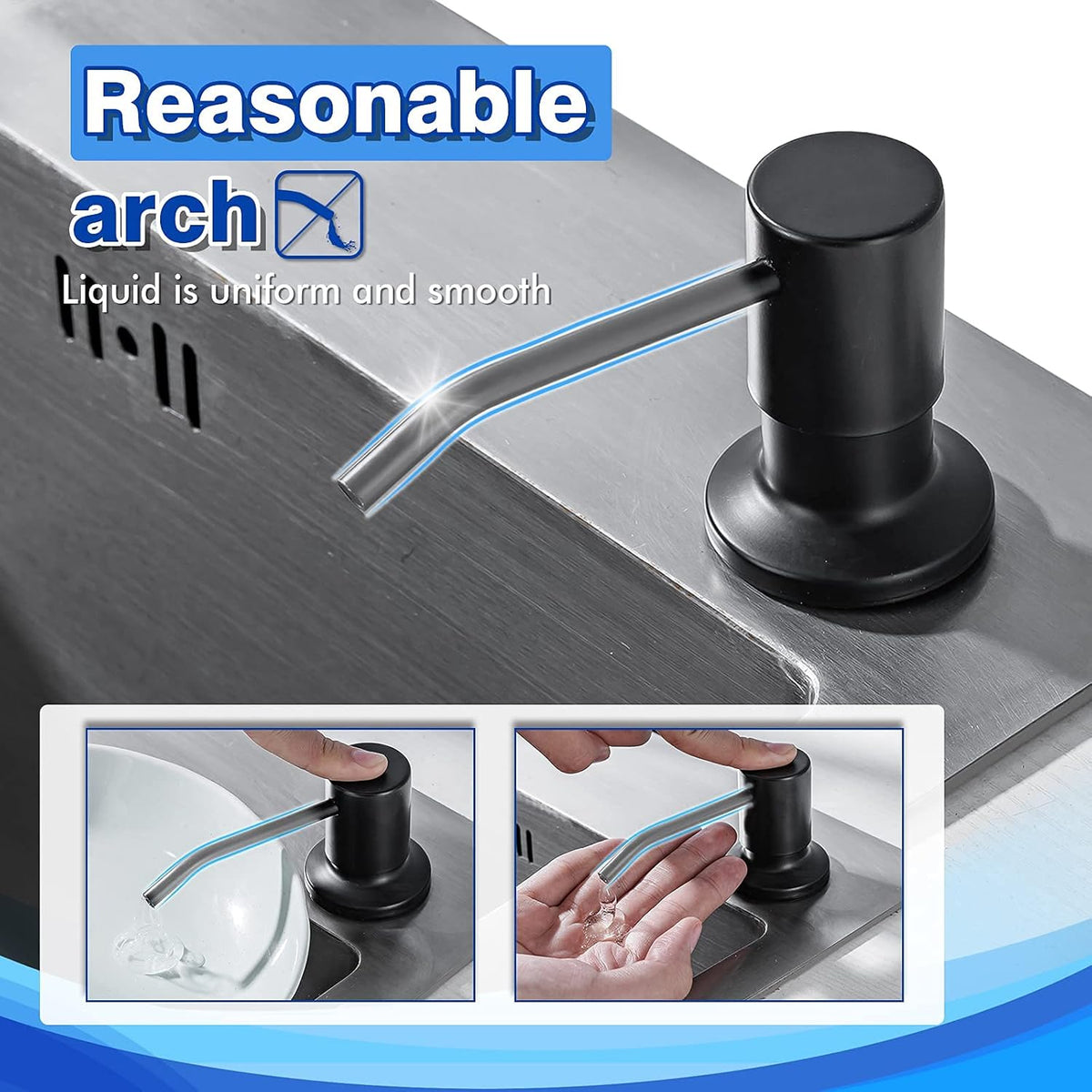 Built in Soap Dispenser for Kitchen Sink WEWE, Stainless Steel Matte Black in Counter soap
