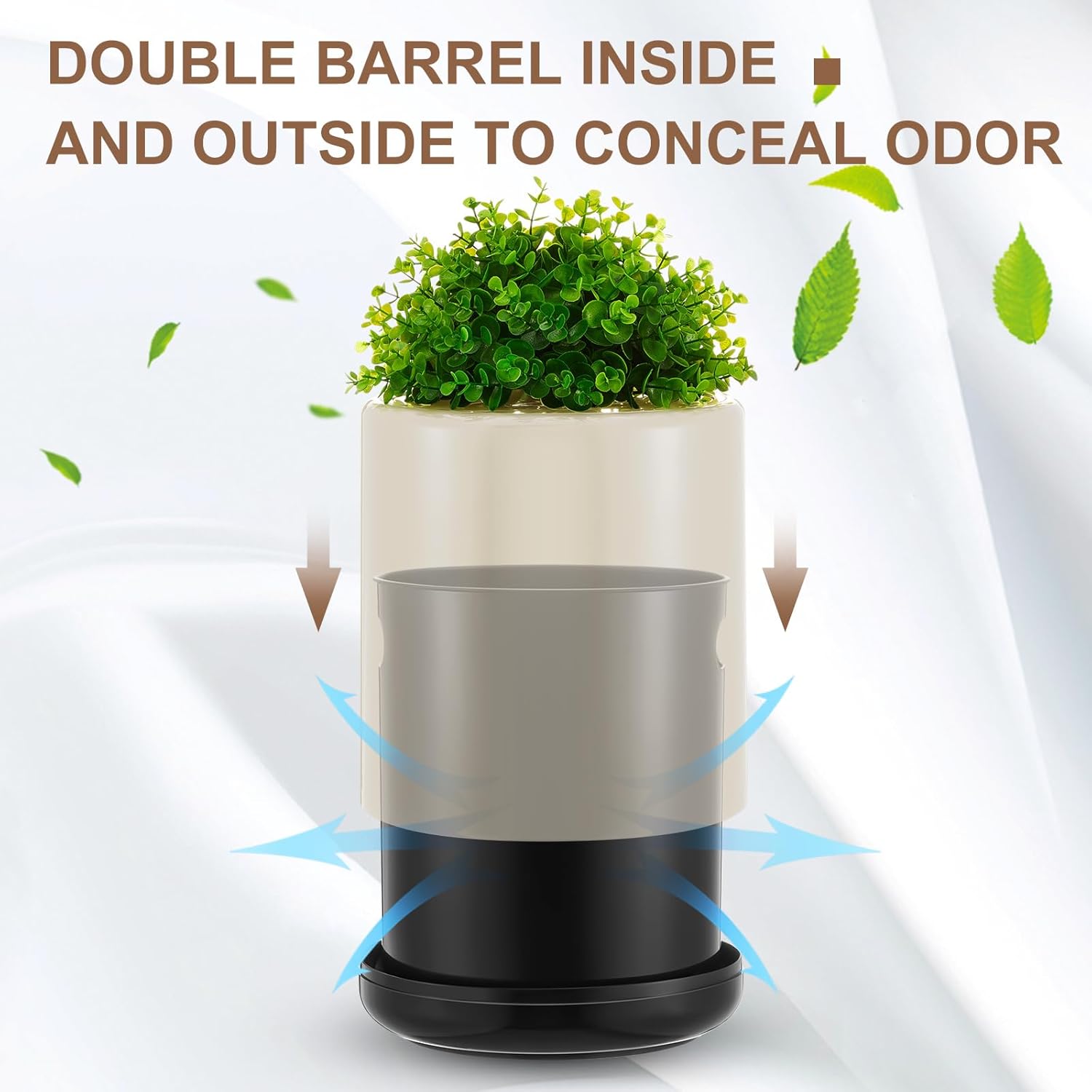 Dog Poop Trash Can Outside 13 L/ 3. 4 Gal Dog Waste Trash Can with Lid, Plant-Styled, Double-Layer