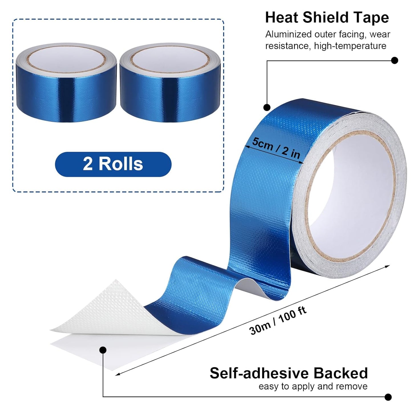 Zonon 2 Rolls Aluminum Foil Tape Heat Shield Tape Barrier Adhesive Reflective Fiberglass Thermal