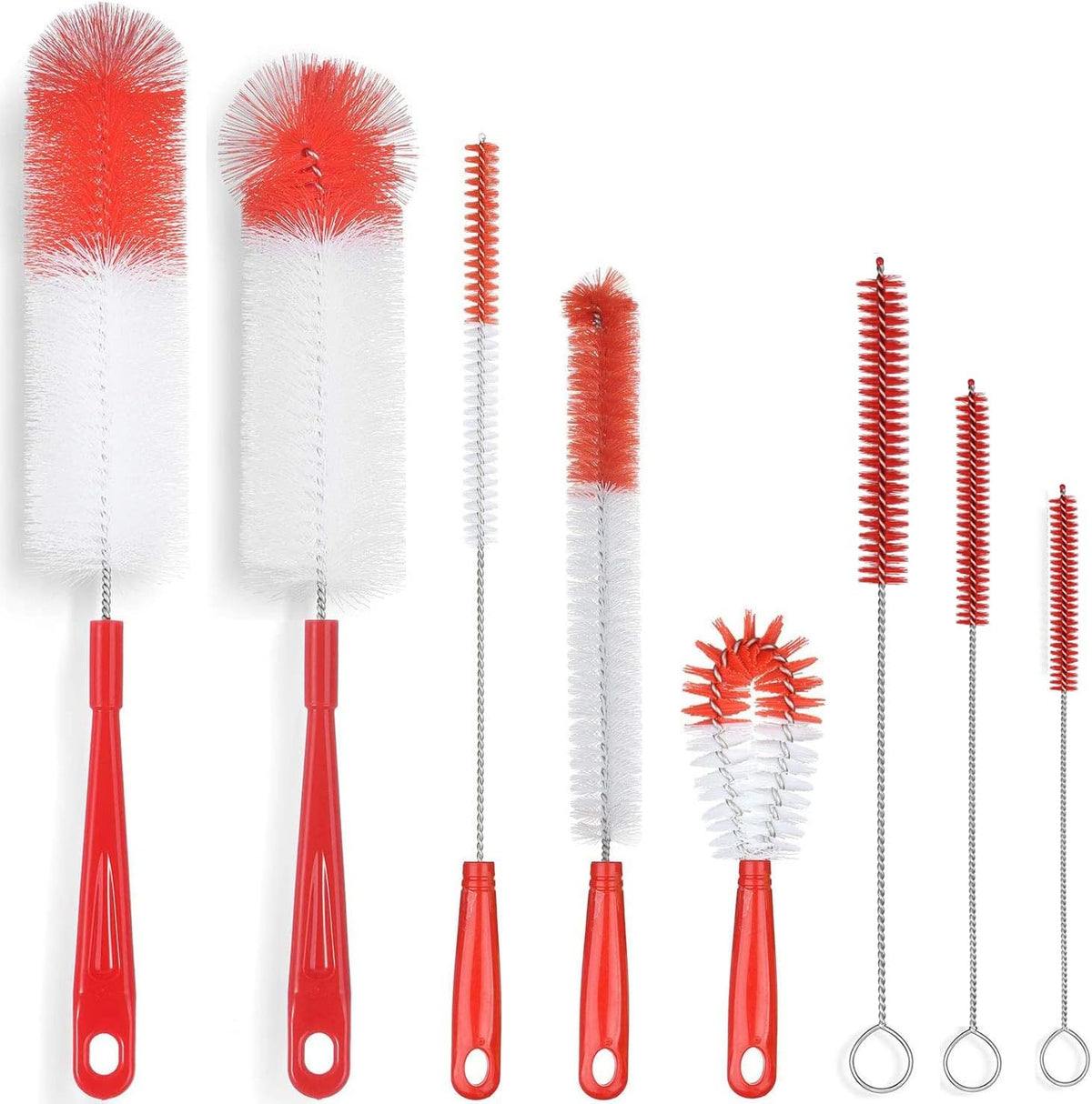 ALINK 5-Pack Red Bottle Brush Cleaner Set - Long Large Cleaing Brush for Narrow Neck Wine/Beer