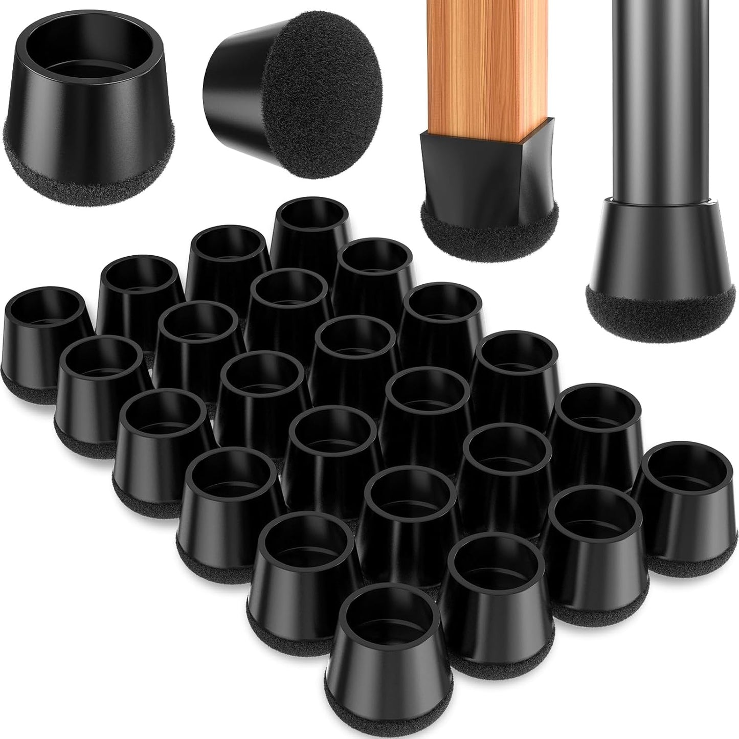 Chair Leg Floor Protectors Large 24Pcs,Silicone Chair Leg Protectors for Hardwood