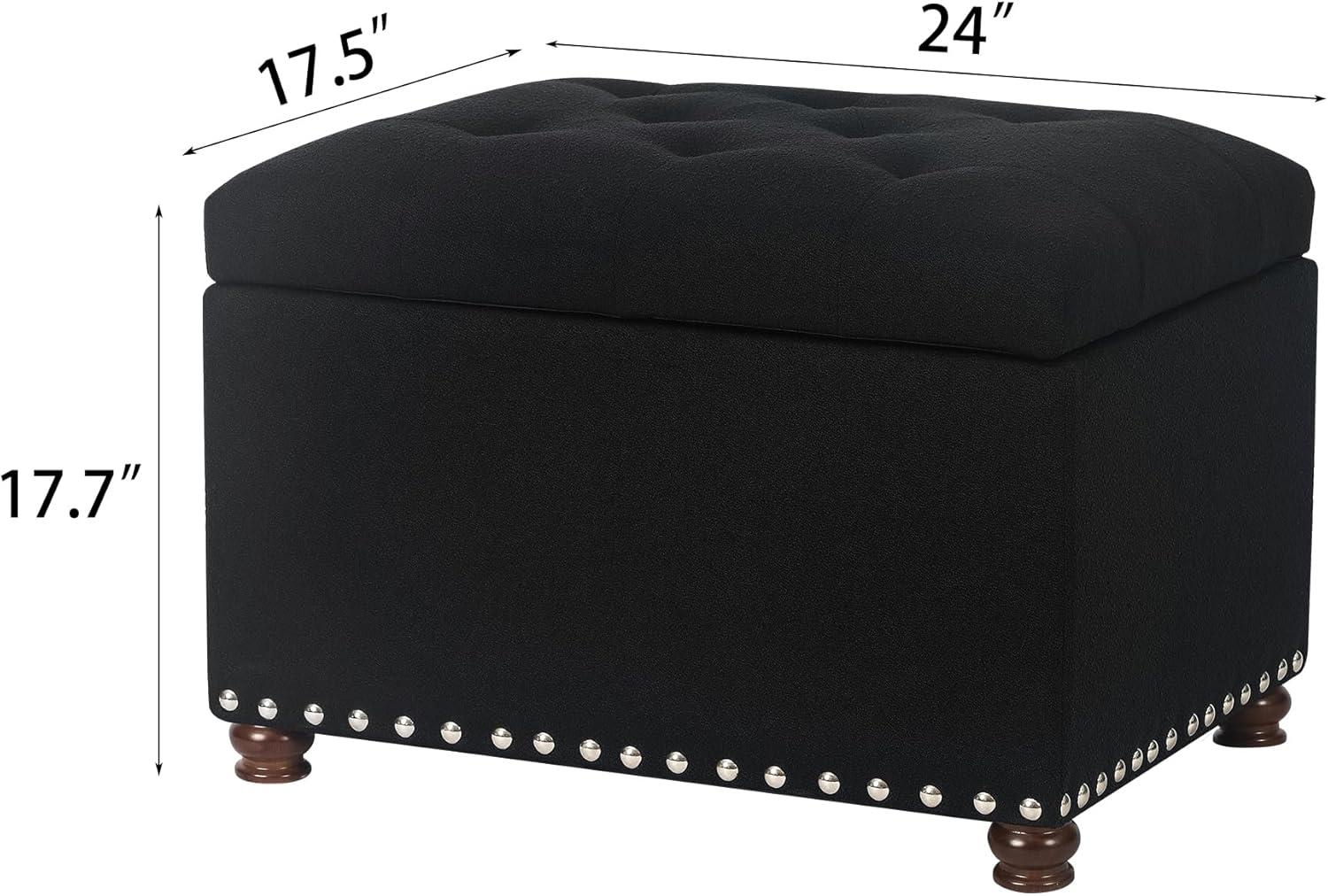 Joveco Storage Ottoman Bench, Rectangle 24″ Linen Foot Rest Stool Square Footstool for Living Room