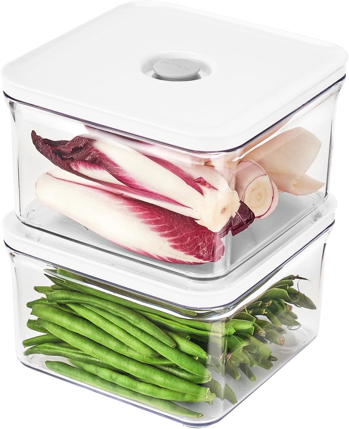 VAKUEN Premium Airtight Food Storage Containers, Square 2PC/Set(1.48qt/1.4Lx2pcs), Smart One-Click