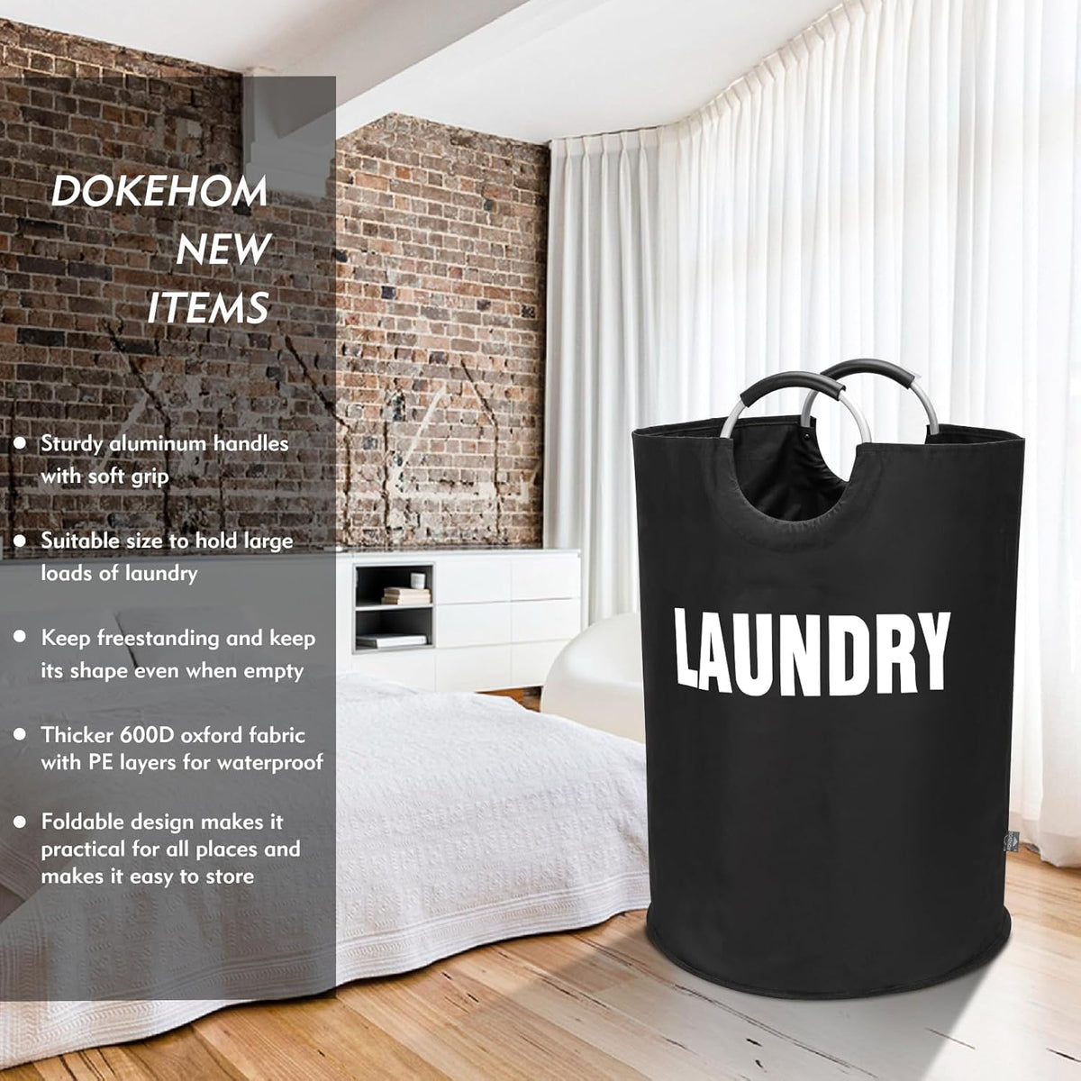 DOKEHOM 160L XX-Large Laundry Basket (7 Colors), Collapsible Laundry Bag, Foldable Laundry Hamper