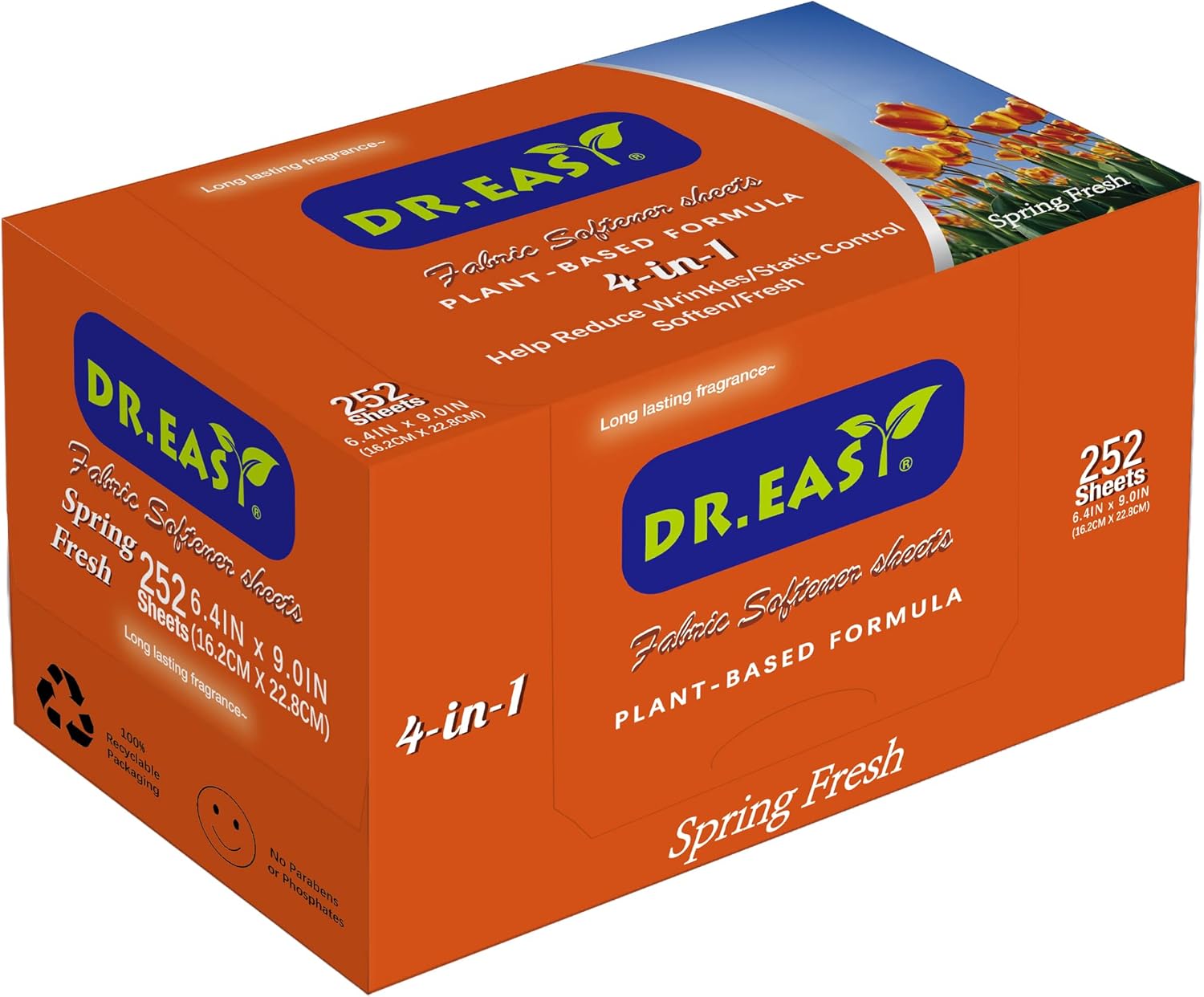DR.EASY Dryer Sheets Plant Based Formula 252 Ct Fabric Softener sheets for Laundry Spring Fresh