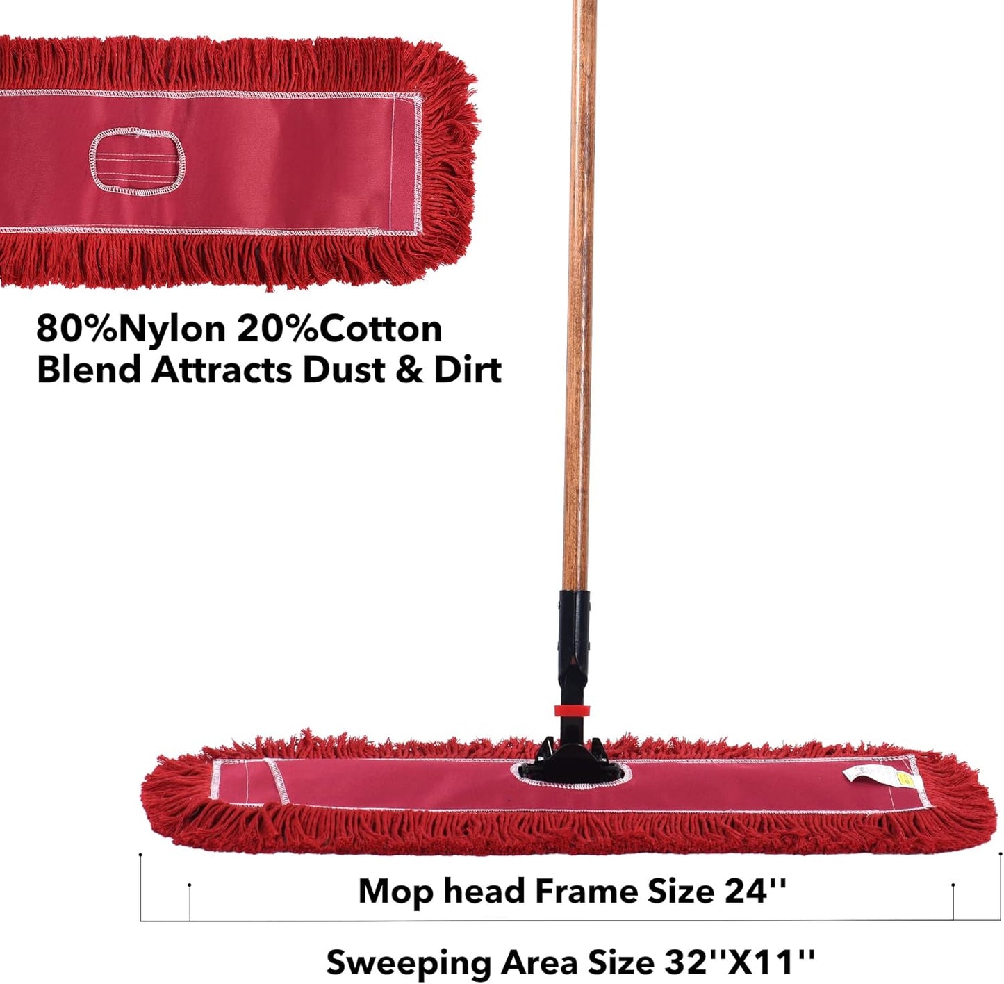 Matthew Cleaning 24'' Industrial Strength Cotton Dust Mop Refill Washable Replacement Heads for