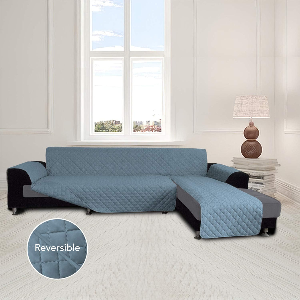 Easy-Going L Shape Sofa Slipcover - Sectional Couch Cover, Chaise Lounge Cover, Reversible, Pets &
