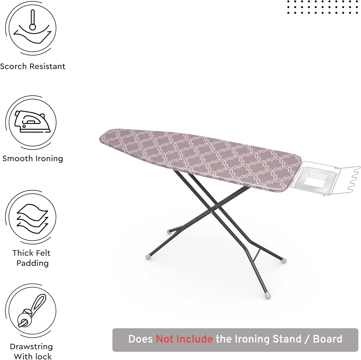 Encasa XO Ironing Board Cover and Pad 42"x14" - Thick 3mm Felt Padding, Drawstring Tightening &