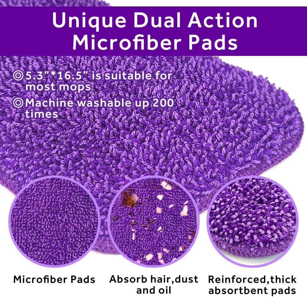 16.5 inch Mop Pads Refills, 3 Pack Microfiber Reusable Replacement Mop Pads Flat Replacements Heads