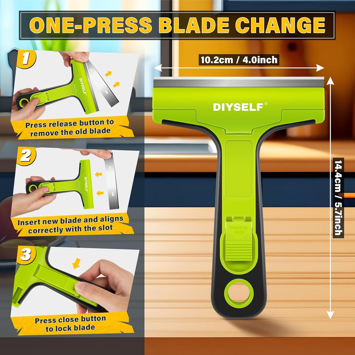 DIYSELF 1 Pack Razor Blade Scraper with 10 Extra Razor Blades, Scraper Tool, Glass Scraper for
