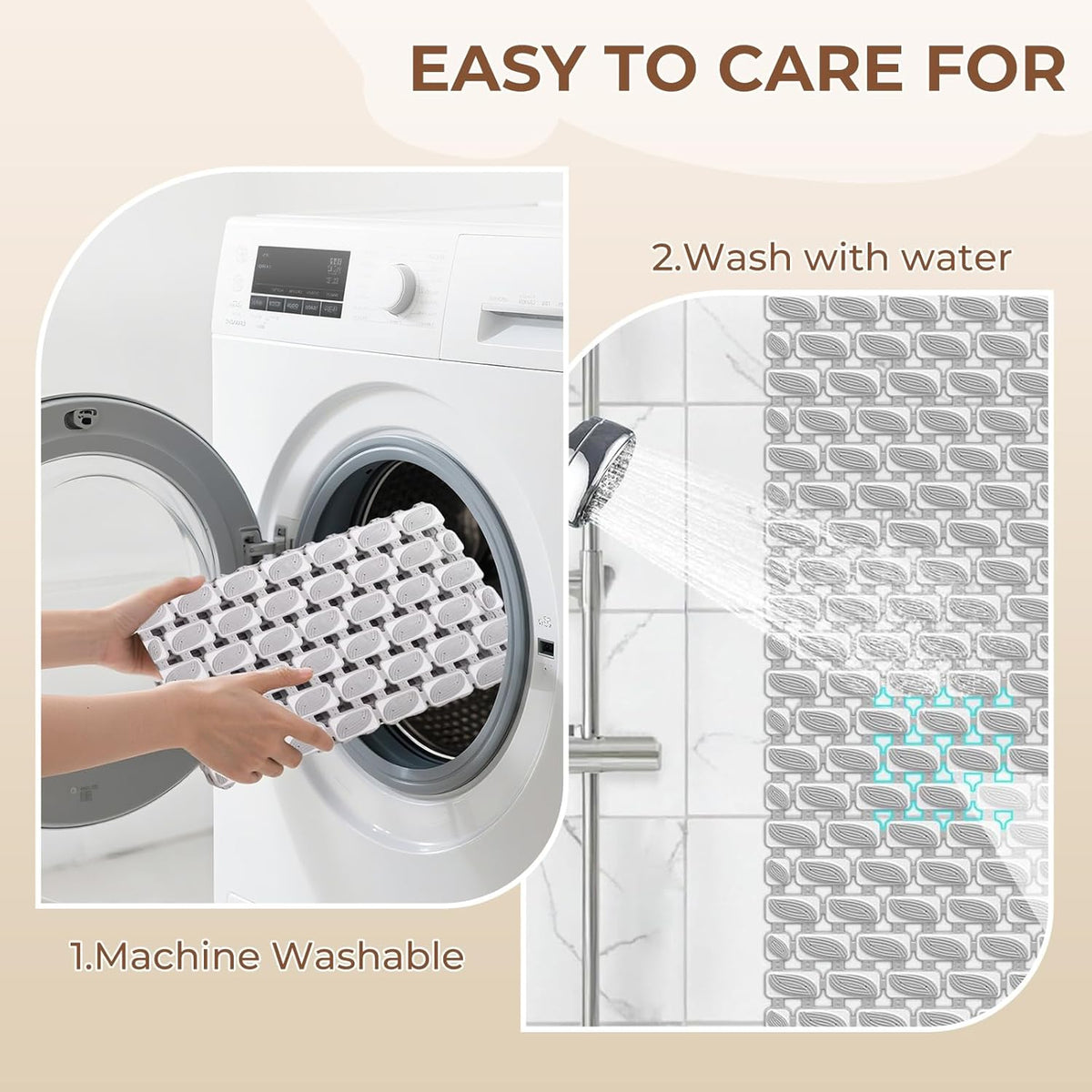 Bathtub Mats Non Slip for Bathroom with Suction Cups and Drain Holes 27.6 * 15.7 Inch Shower Mat