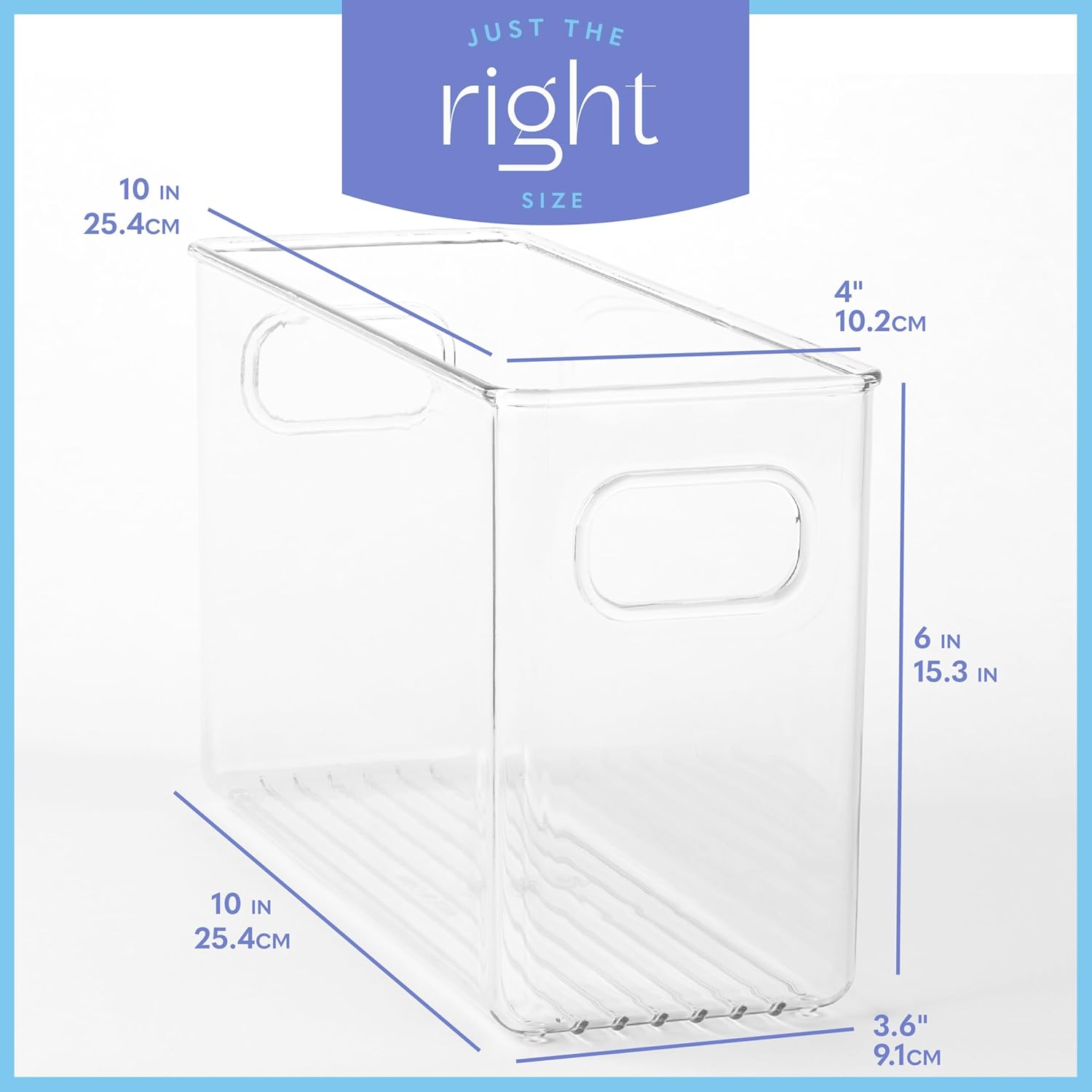 Plastic Food Storage 2 Pack Clear Container Bin with Handles for Organizing Kitchen, Pantry