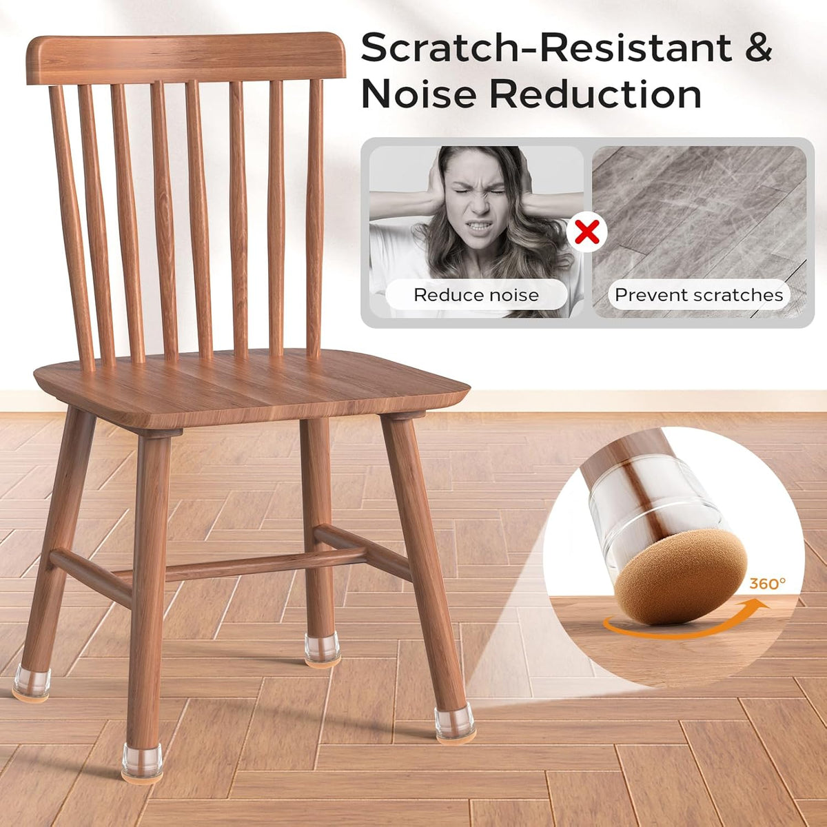 24 PCS Silicone & Felt Chair Leg Floor Protectors for Hardwood Floors - Furniture Pads, Chair Leg