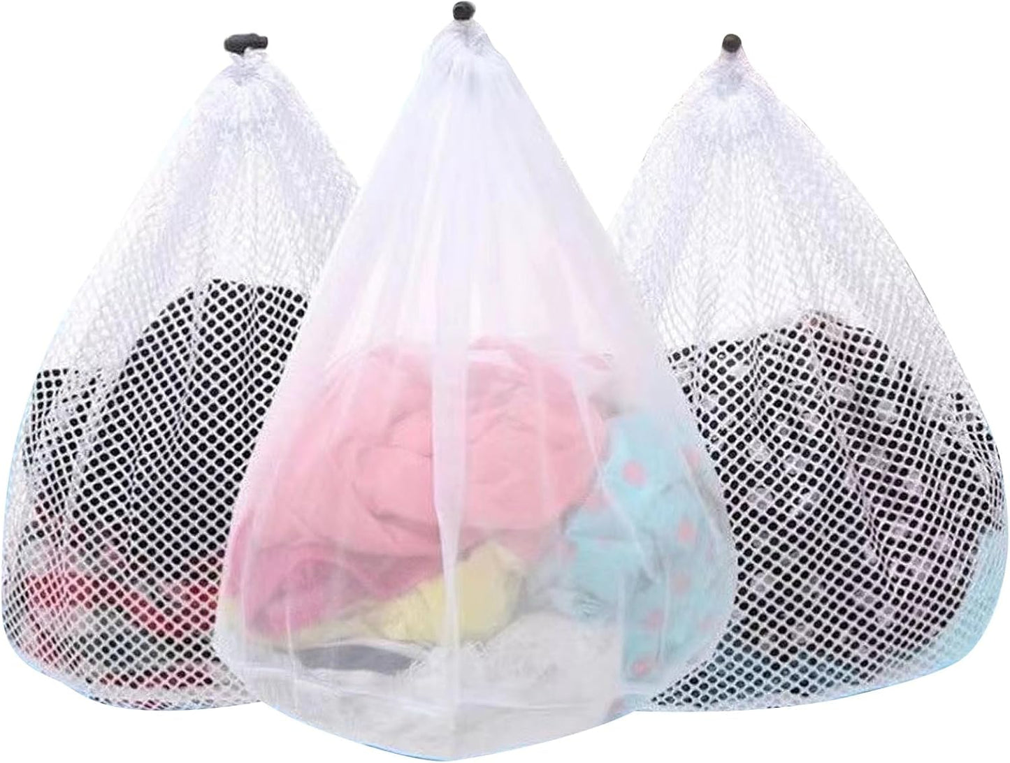 3Pcs Mesh Laundry Bags Washing Machine Mesh Wash Bags Jumbo for Delicates Clothes,Bed Linen,Toys
