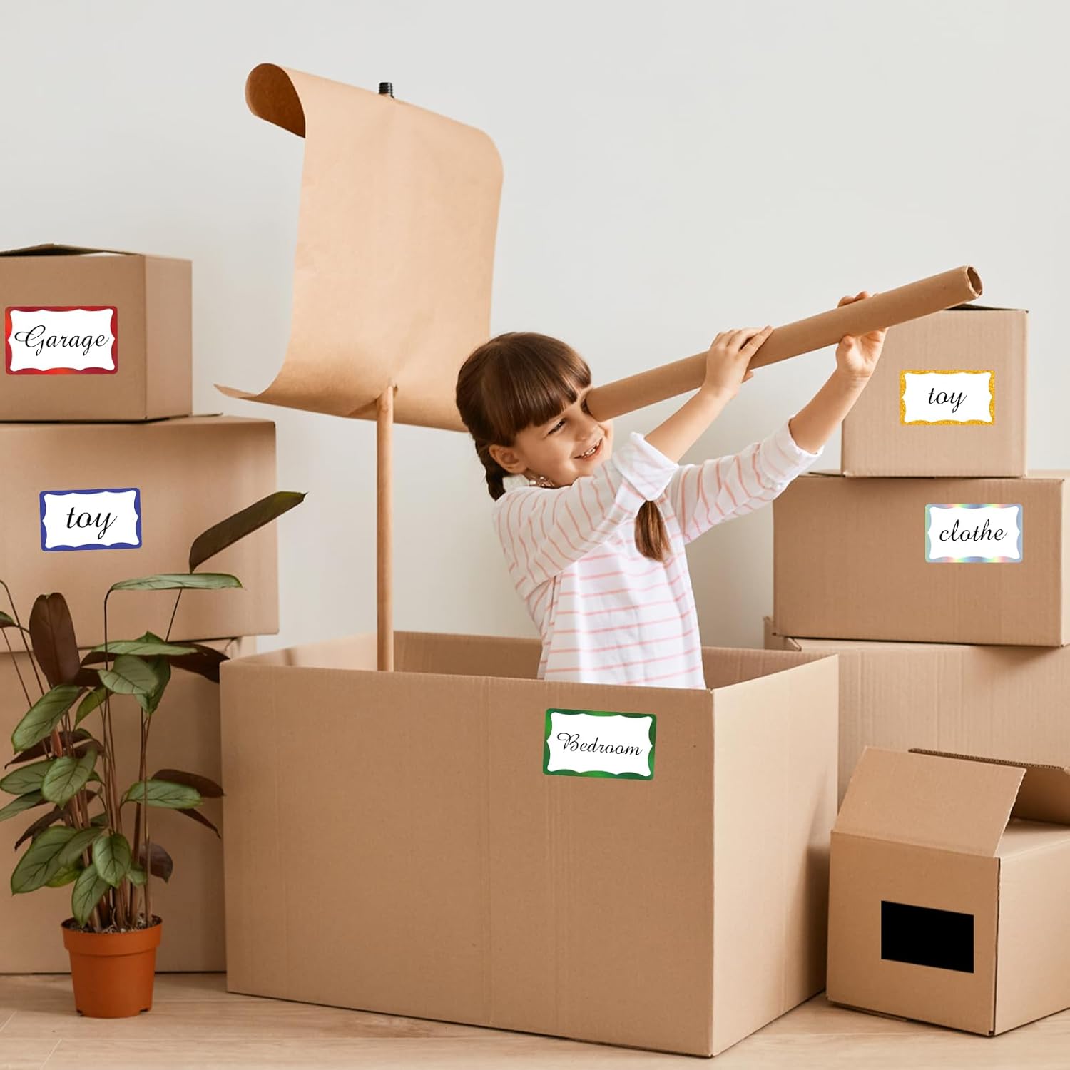 STARLIBOO Holographic Colored Labels Stickers, 3X5 Inch Removable Large Label Stickers for Moving