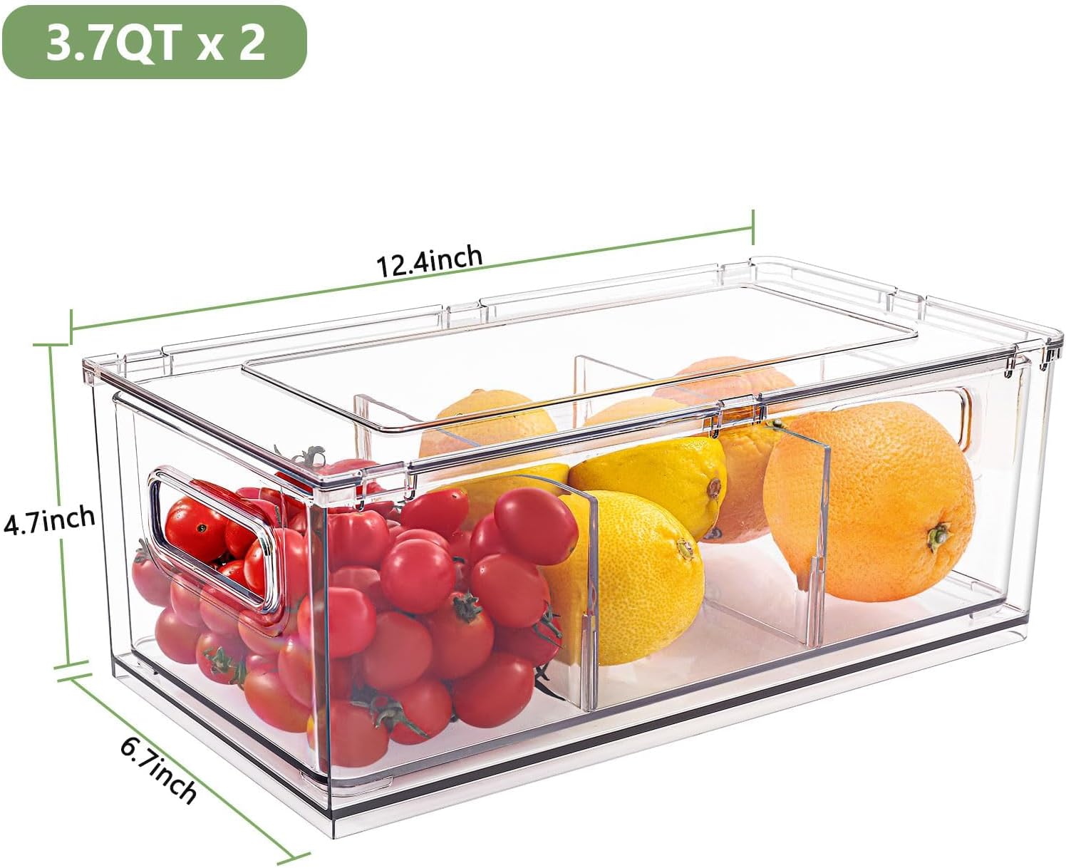 shopwithgreen Refrigerator Organizer Bins with Pull-out Drawer, Drawable Clear Fridge Drawer
