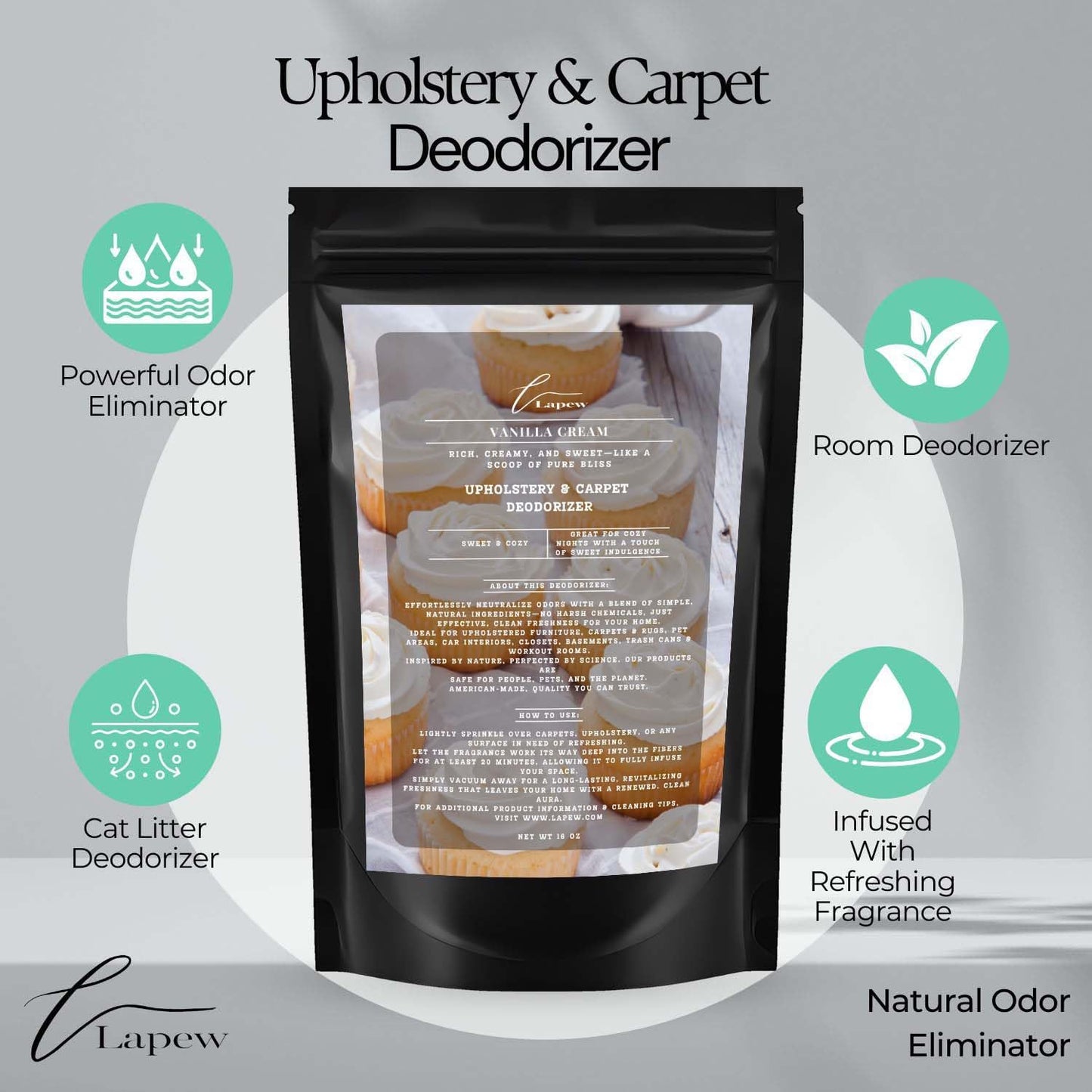 Vanilla Cream Carpet Deodorizer Powder for vacuuming | Powerful Odor Eliminator for Home |