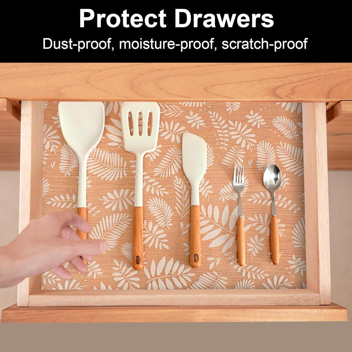 Cooyes Shelf Liners for Kitchen Cabinets Waterproof & Oil-Proof Kitchen Cupboard Mats Non-Slip