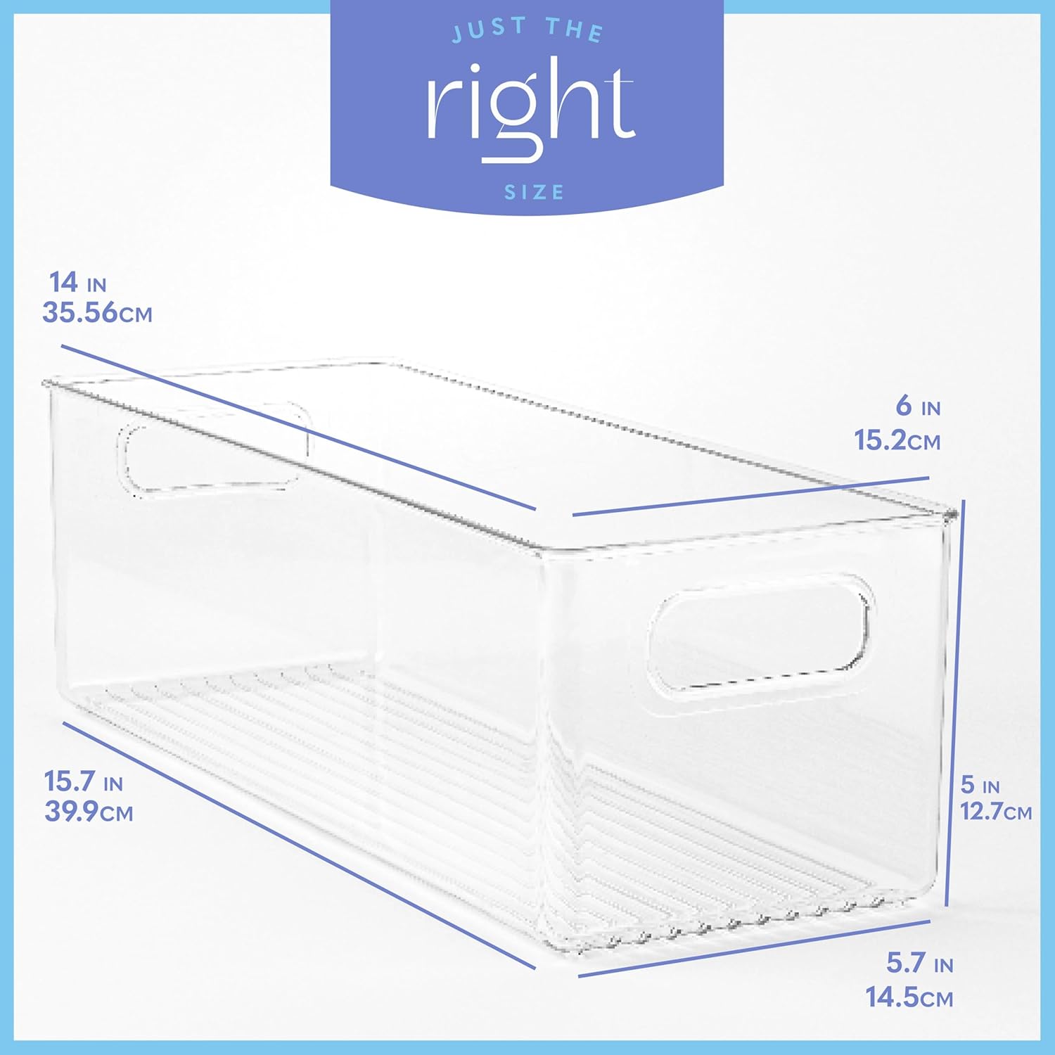Plastic Food Storage 6 Pack Clear Container Bin with Handles for Organizing Kitchen, Pantry