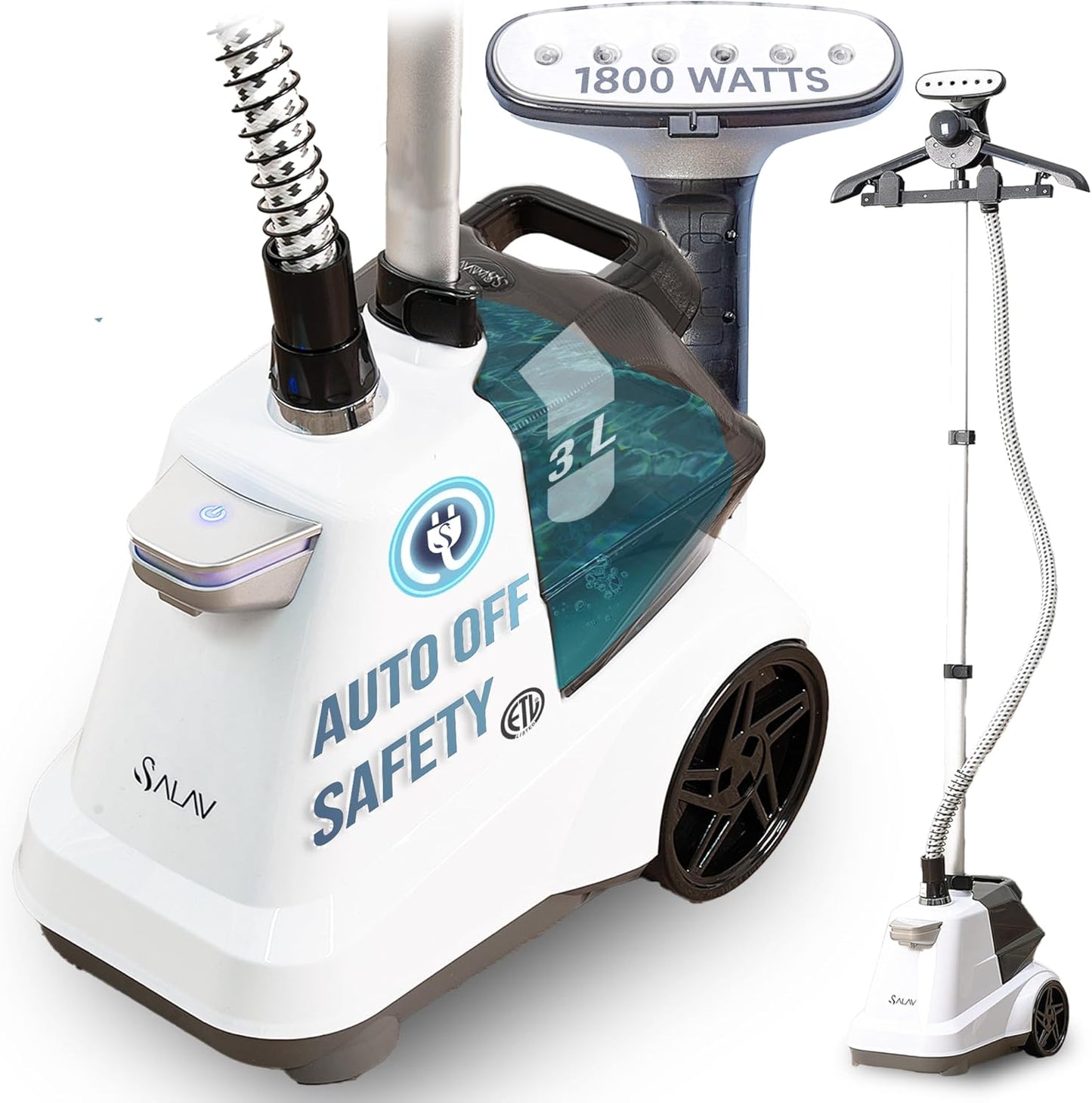 SALAV® Heavy Duty Smart Auto Shut-off Commercial Full-Size Garment Steamer, Beeping Alert when