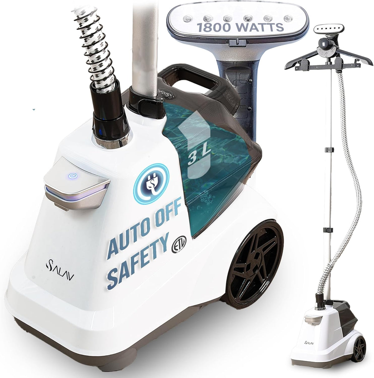 SALAV® Heavy Duty Smart Auto Shut-off Commercial Full-Size Garment Steamer, Beeping Alert when
