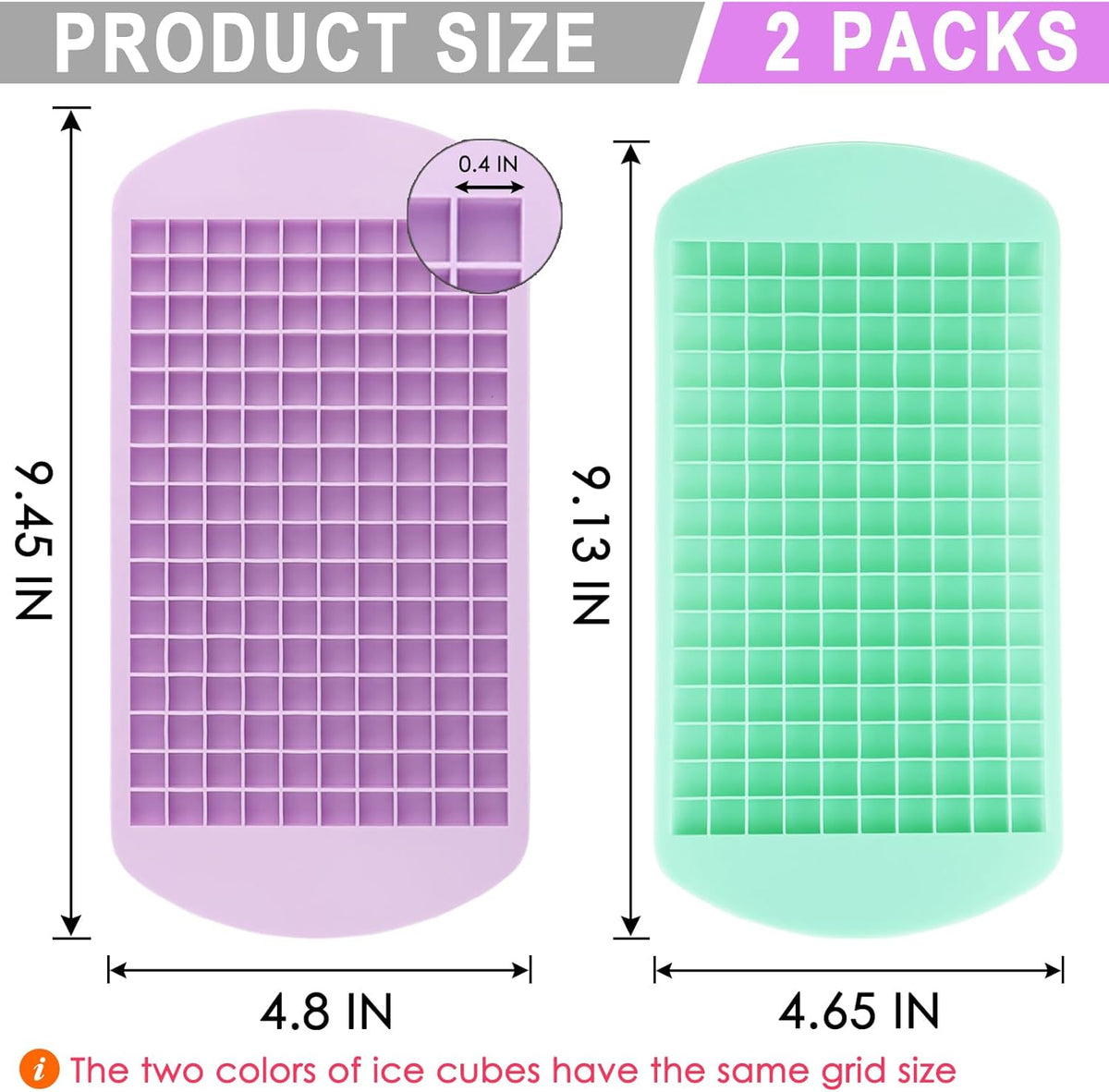 Silicone Mini Ice Cube Trays 2 Pack, 160 Crushed Ice Cube Molds, Easy Release Small Ice Cube Trays