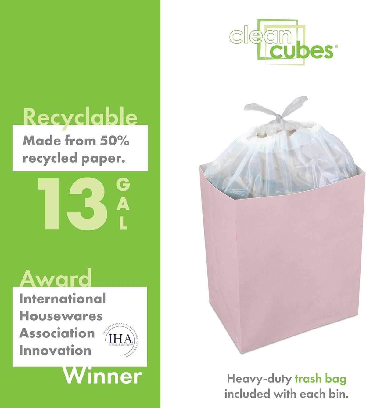 13 Gallon Disposable Pop-Up Trash Cans (3-Pack) with Fitted Bags – Foldable Garbage & Recycling