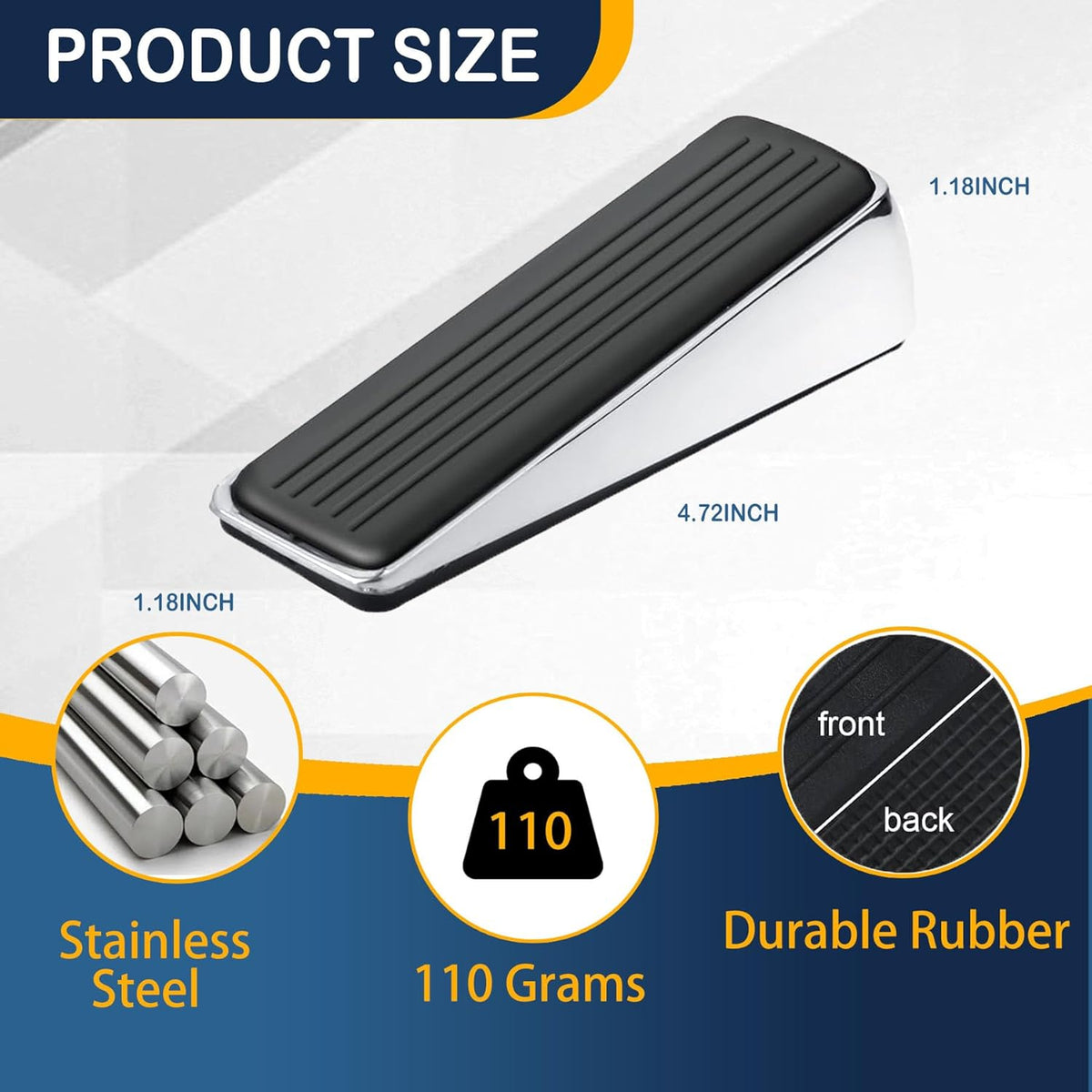 Strongest Door Stopper for Bottom of Door, Heavy Duty Door Stop Wedge Made of Premium Quality Zinc