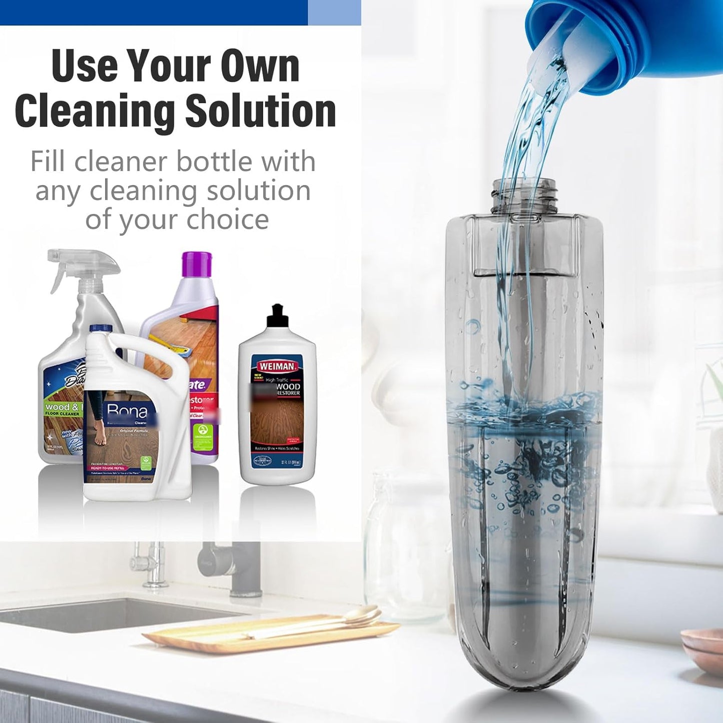 Mops for Floor Cleaning Wet Spray Mop with 14 oz Refillable Bottle and 3 Washable Microfiber Pads