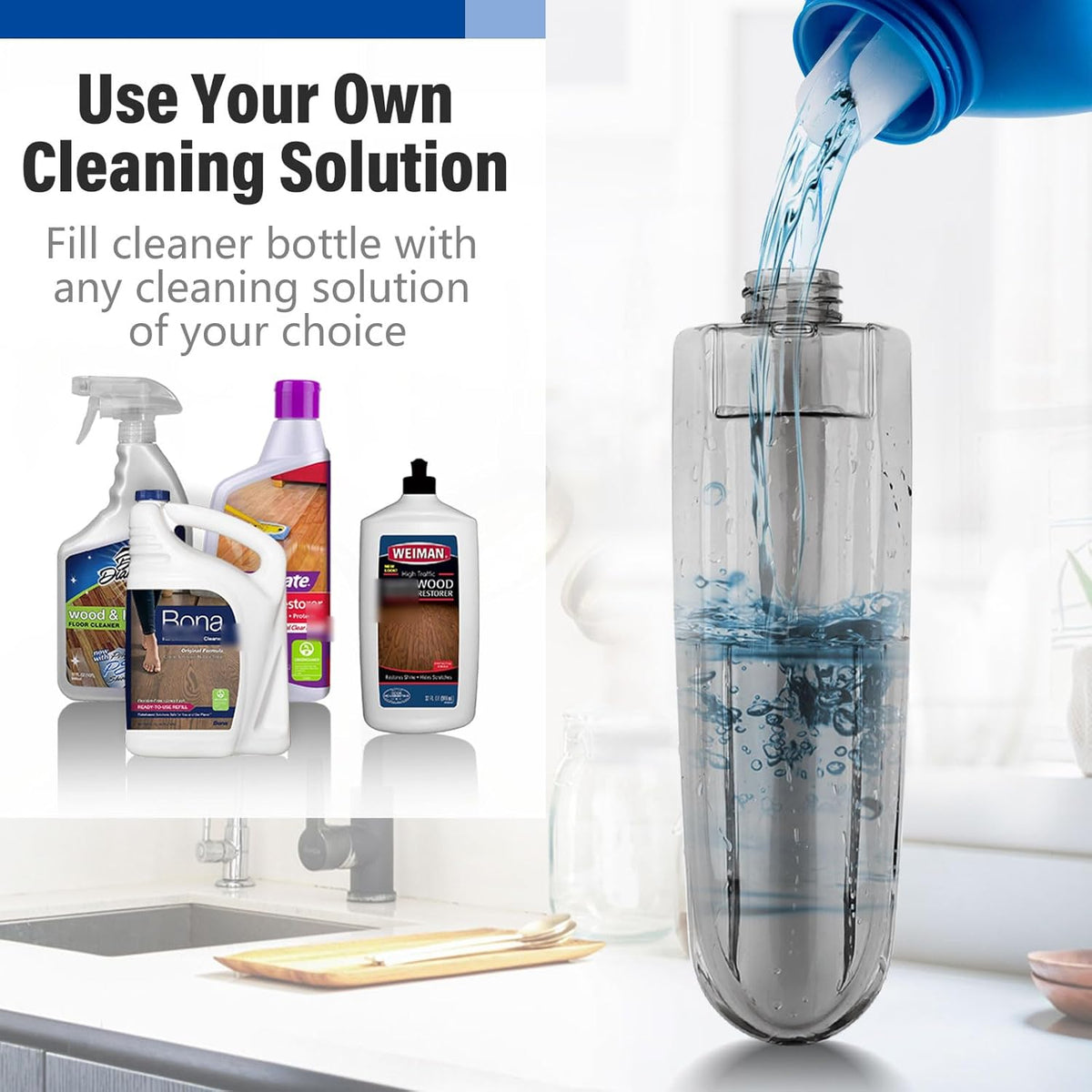 Mops for Floor Cleaning Wet Spray Mop with 14 oz Refillable Bottle and 3 Washable Microfiber Pads